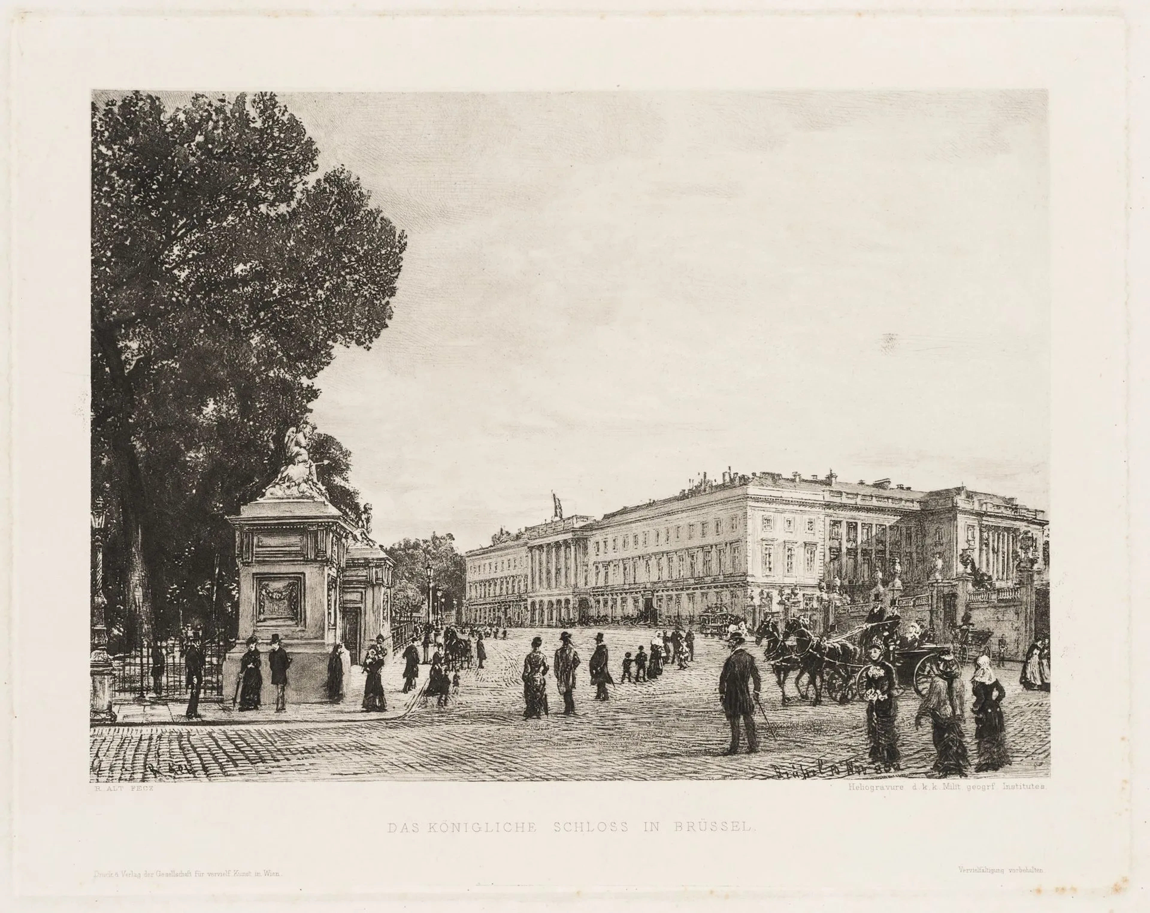 R. ALT (1812–1905), Royal Palace in Brussels, cityscape, heliogravure/photogravu