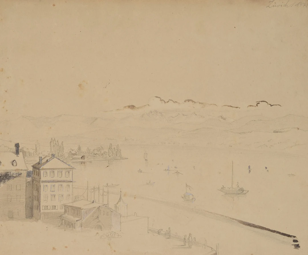 Unknown (19th century), The lakeside in Zurich, with a view of the