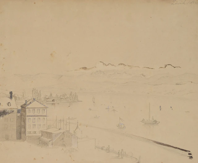 Unknown (19th century), The lakeside in Zurich, with a view of the