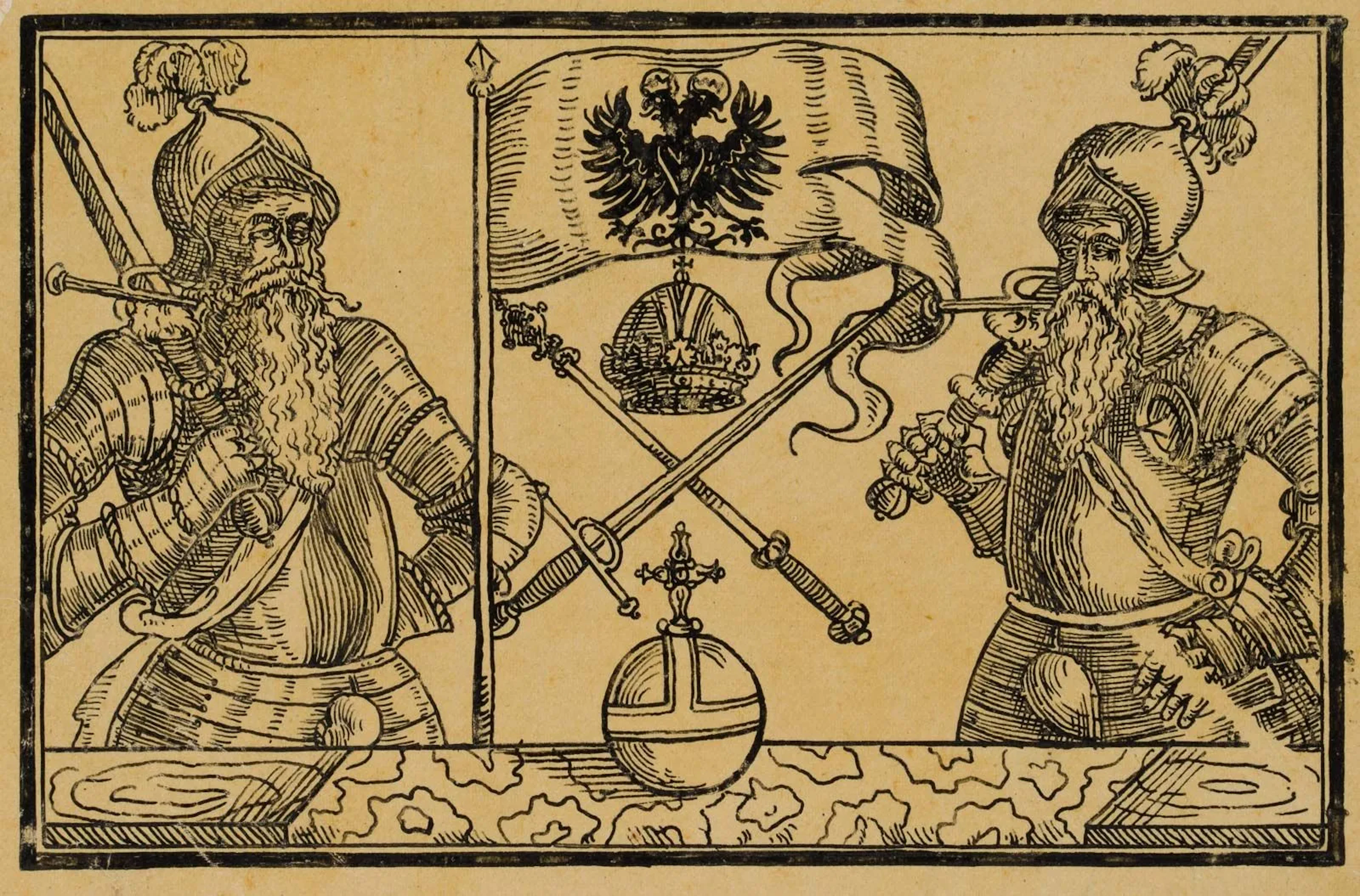 After an Unknown Artist (16th century), Landsknechts bearing imperial
