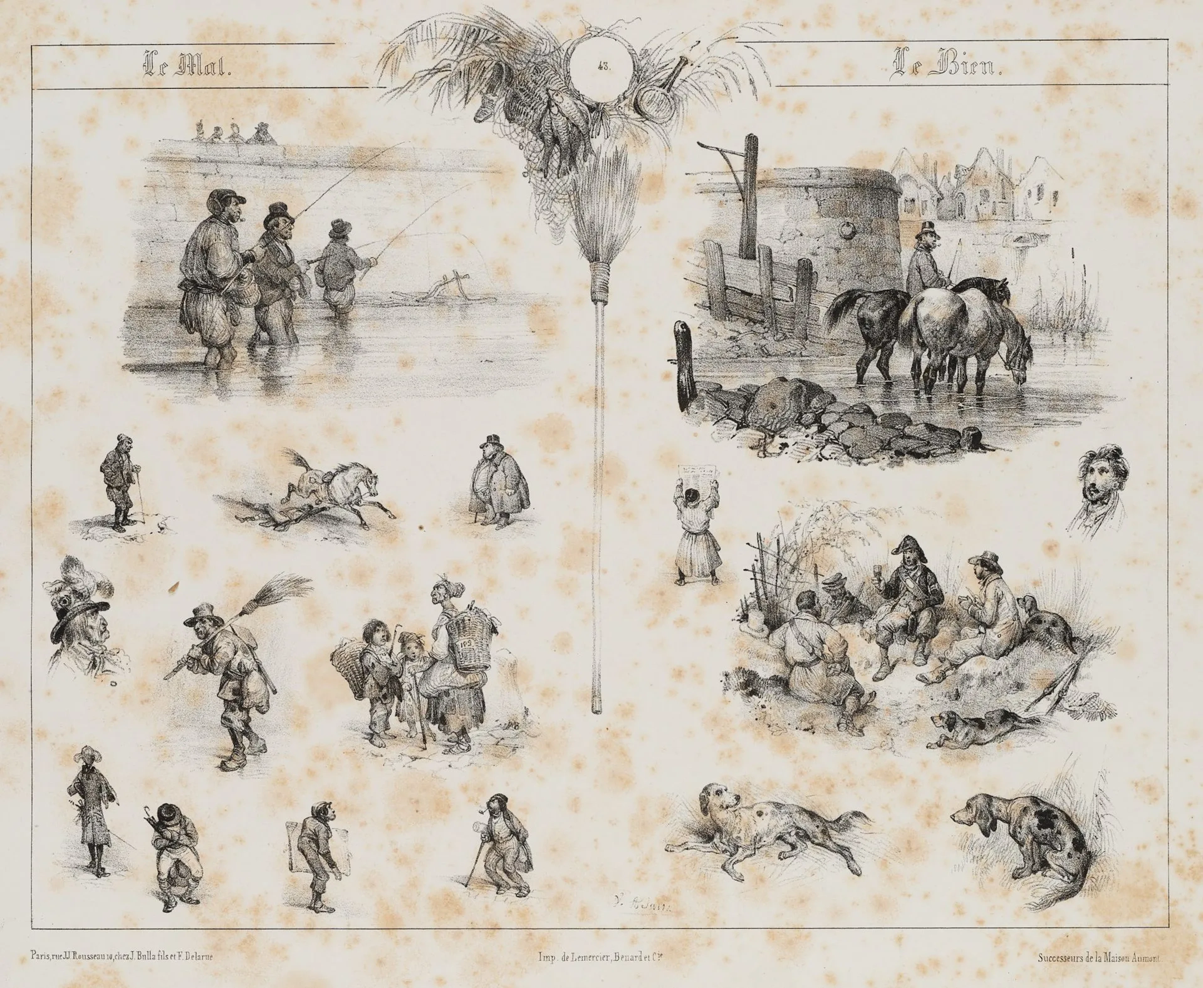 V. ADAM (1801–1866), Composition. Everyday scenes, Lithography Victor-Jean