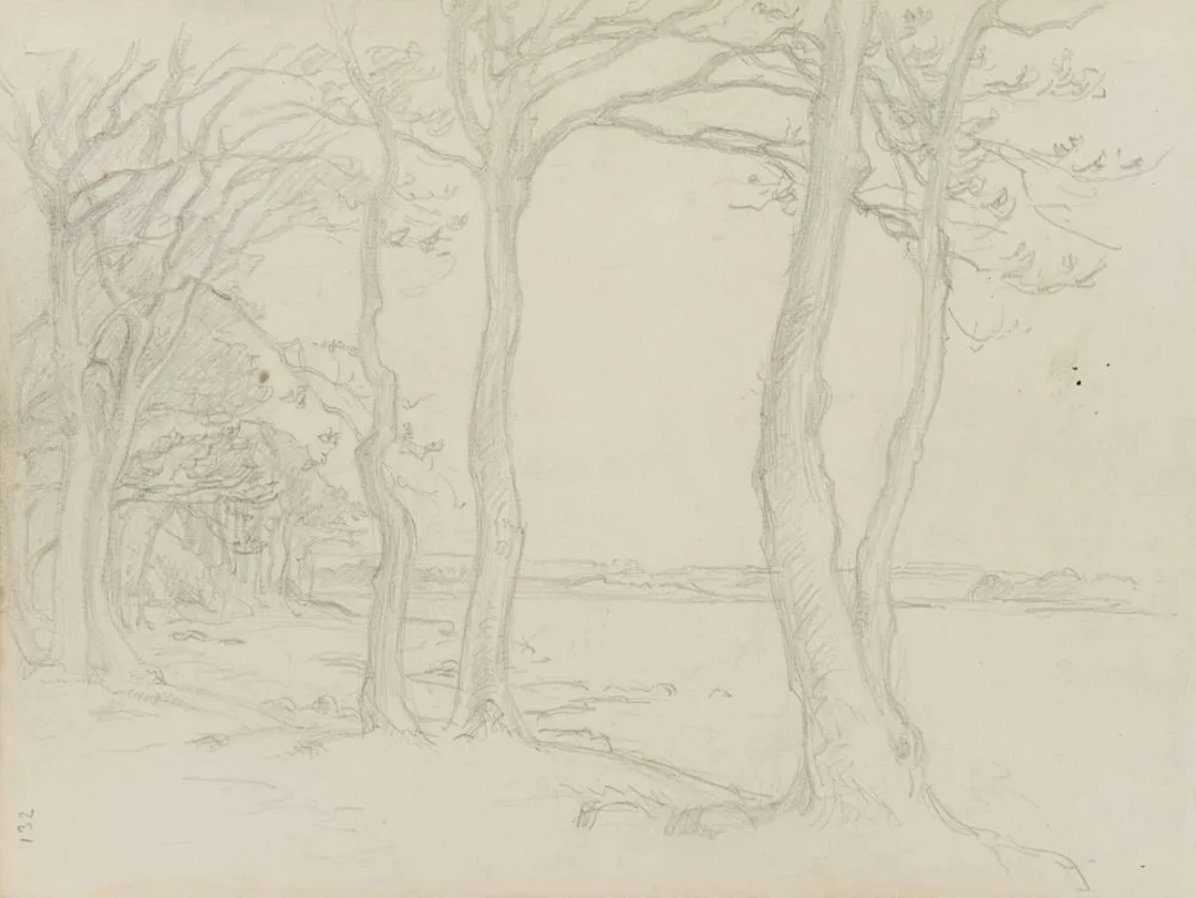 Unknown (19th century), Autumnal Trees on the Beach, Scandinavia