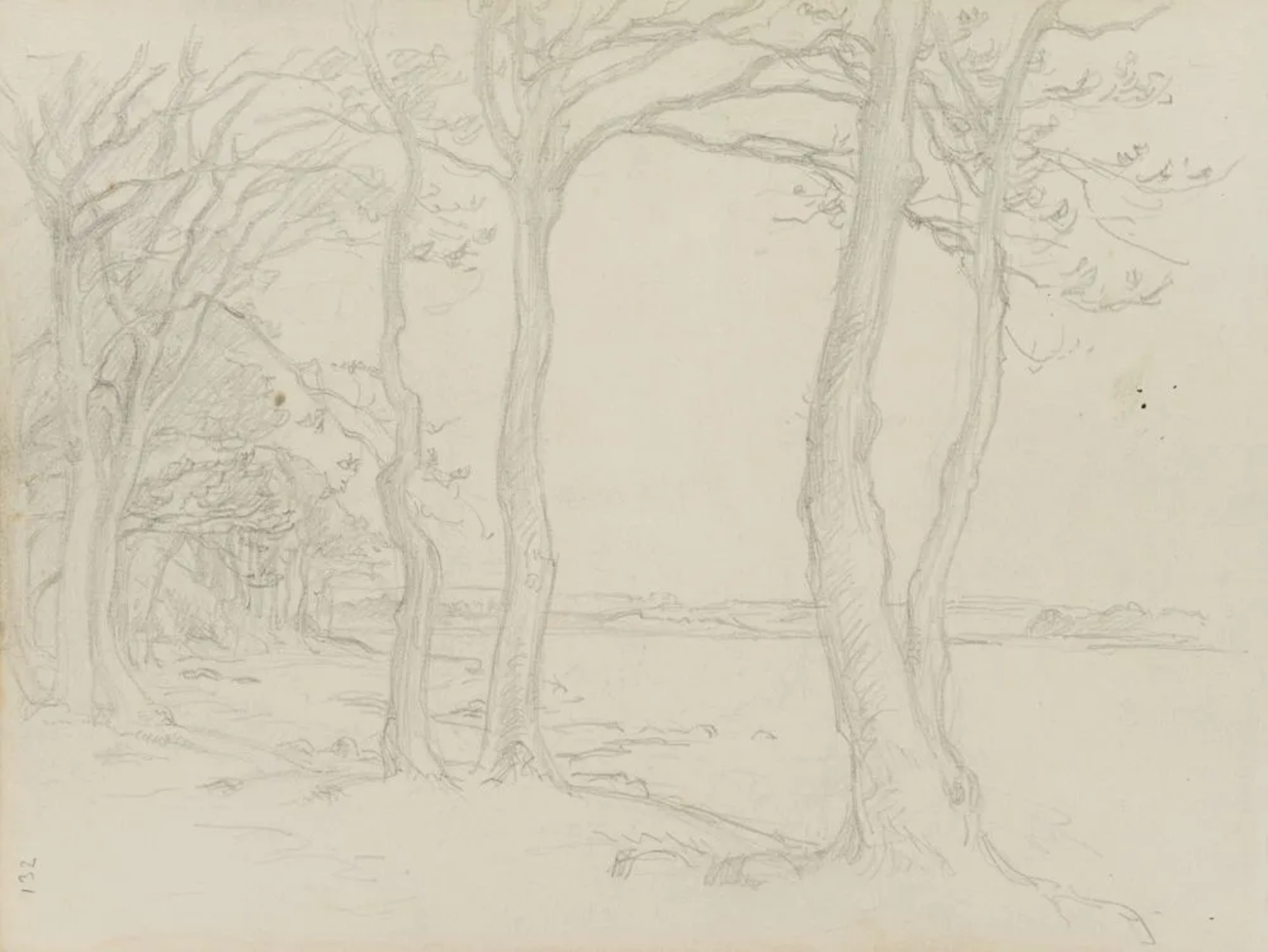 Unknown (19th century), Autumnal Trees on the Beach, Scandinavia