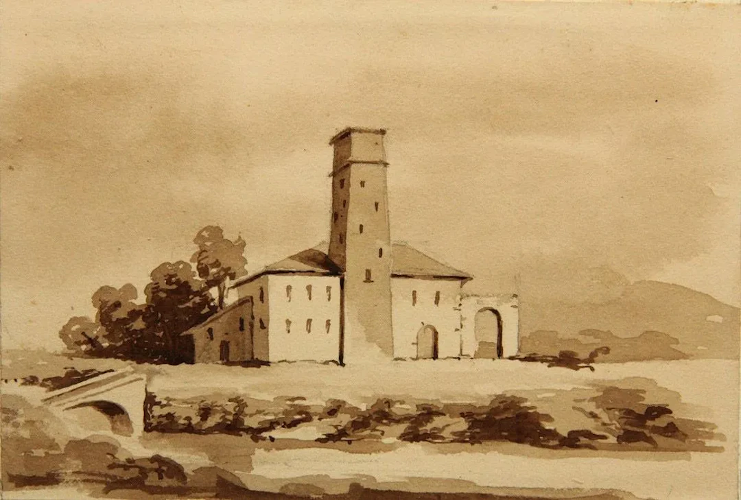 Unknown (19th century), Landscape with a factory building by the river