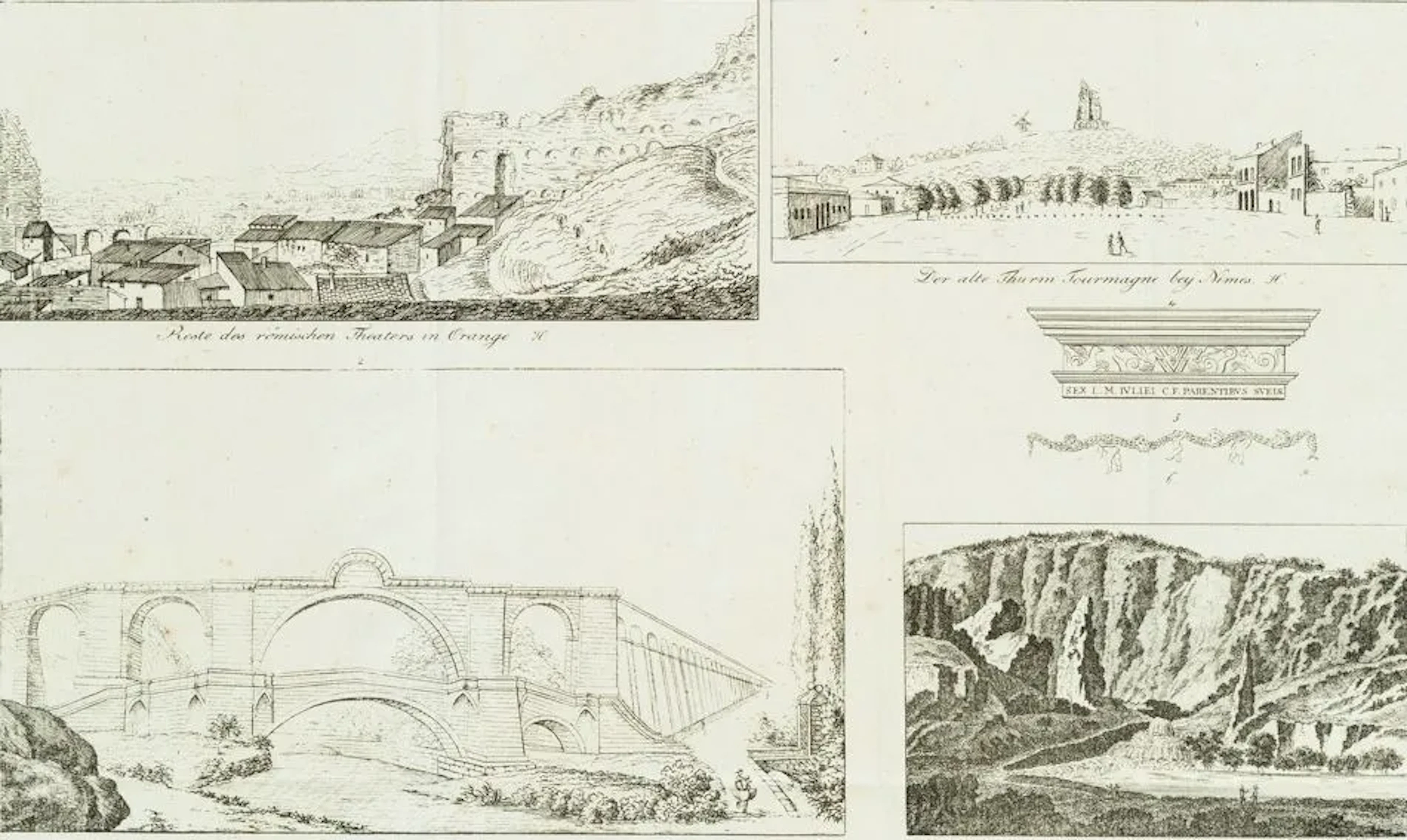 K. MÜLLER (19th century), Landscapes of Southern France, Lithograph
