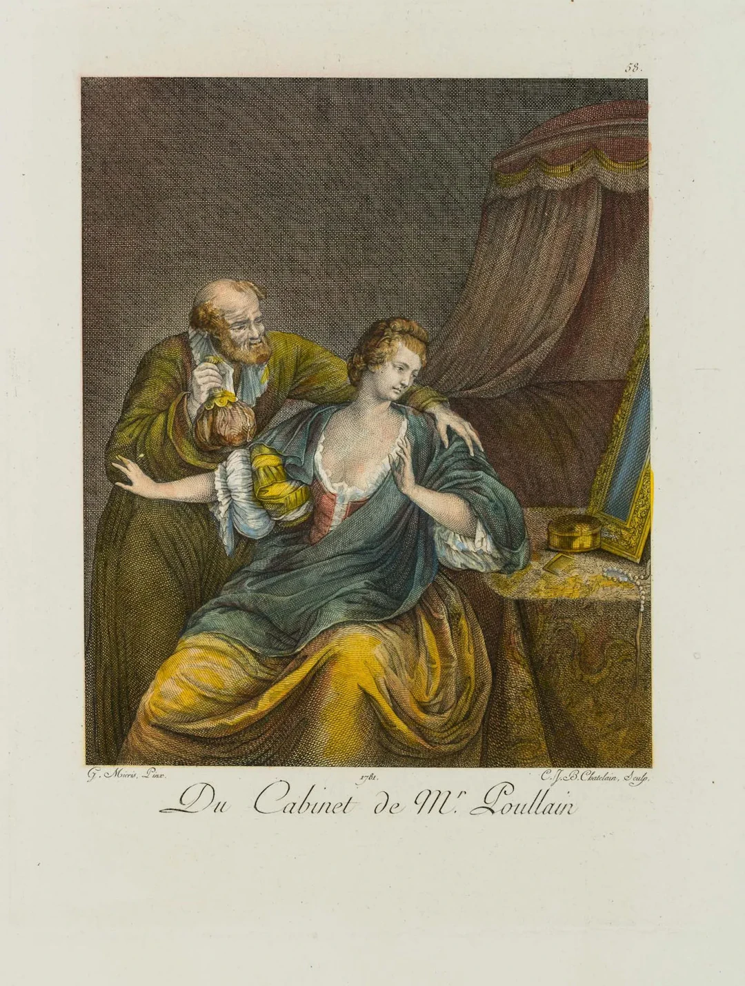 J. CHATELAIN (*1710) after MIERIS (*1635), An Elderly Man Harasses