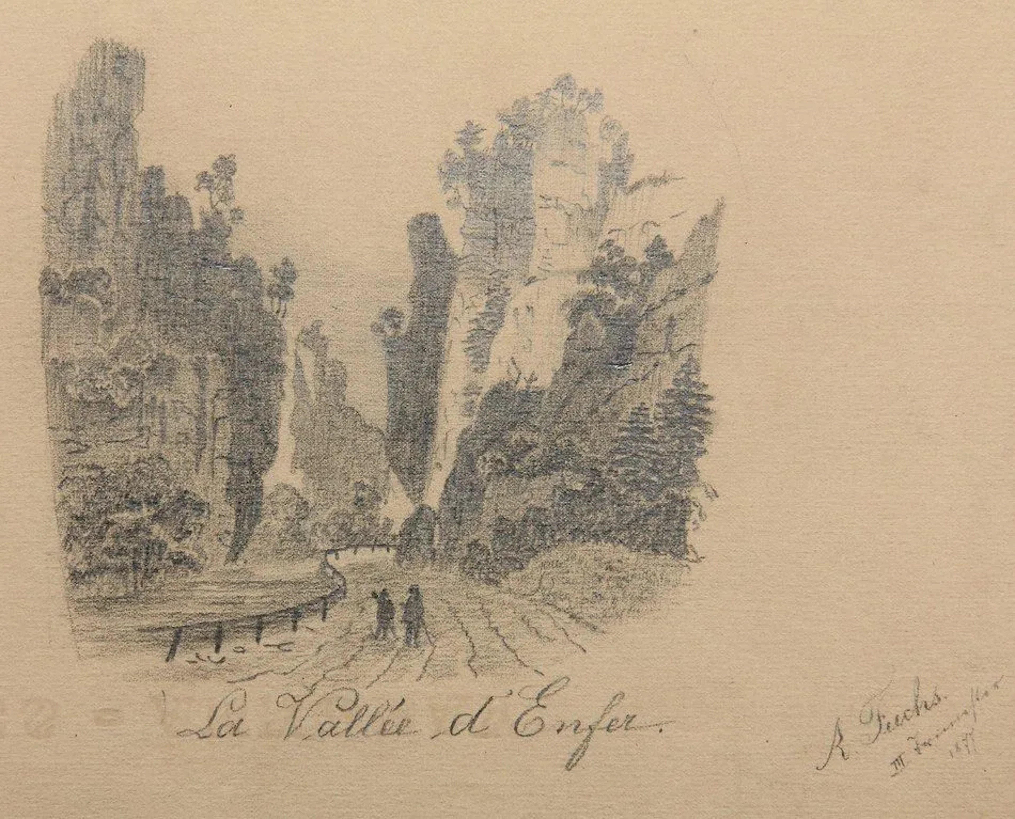 A. FUCHS (19th century), A View of the Val d'Enfer, 1877, pencil A.