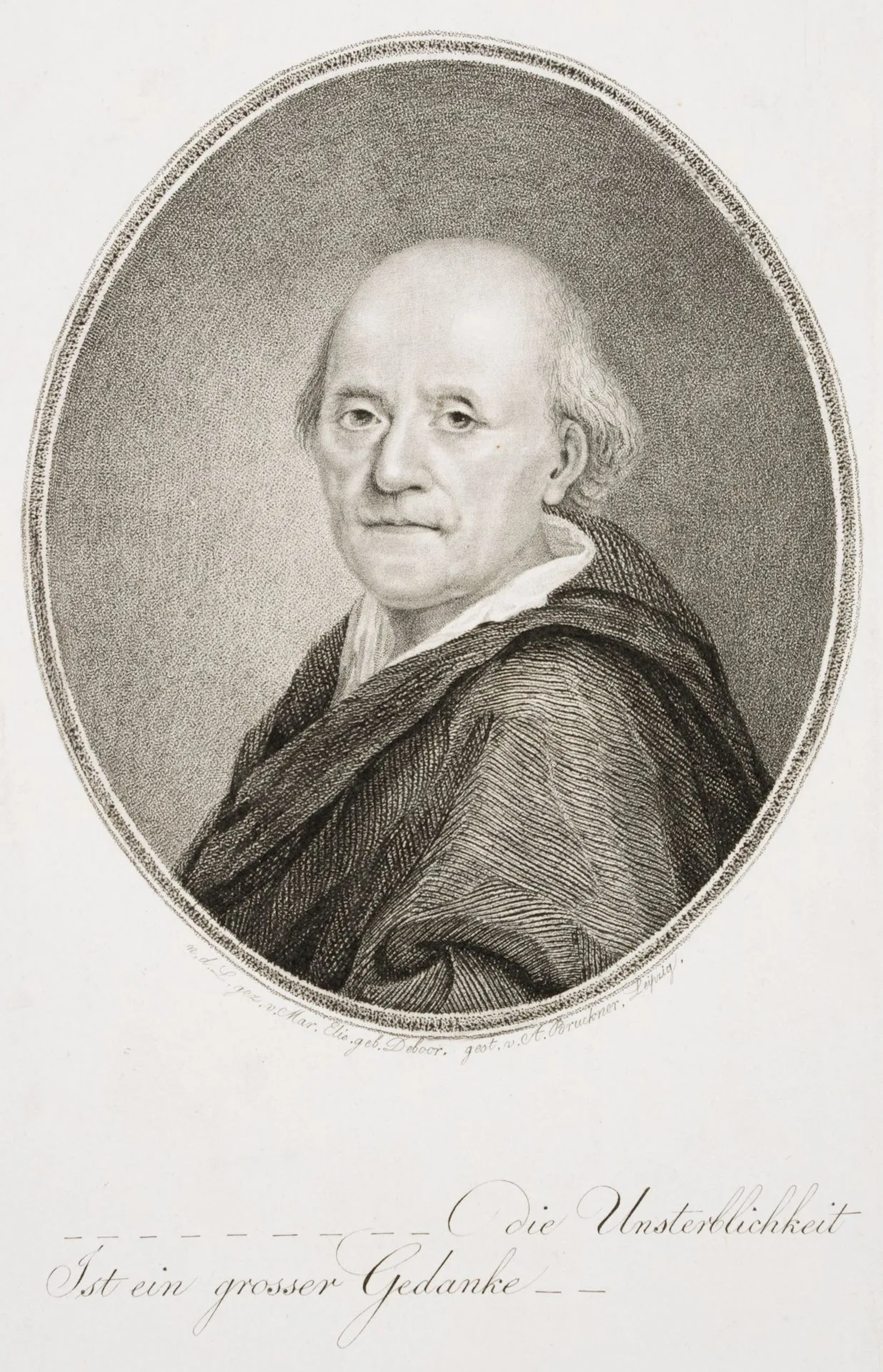 F. BRÜCKNER (*1785), Portrait of F. G. Klopstock (1724–1803), stipple