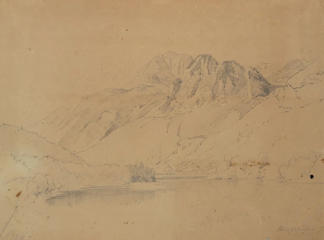 A. DOLL (1826–1887), Landscape with a Lake in the Mountains, Alpine