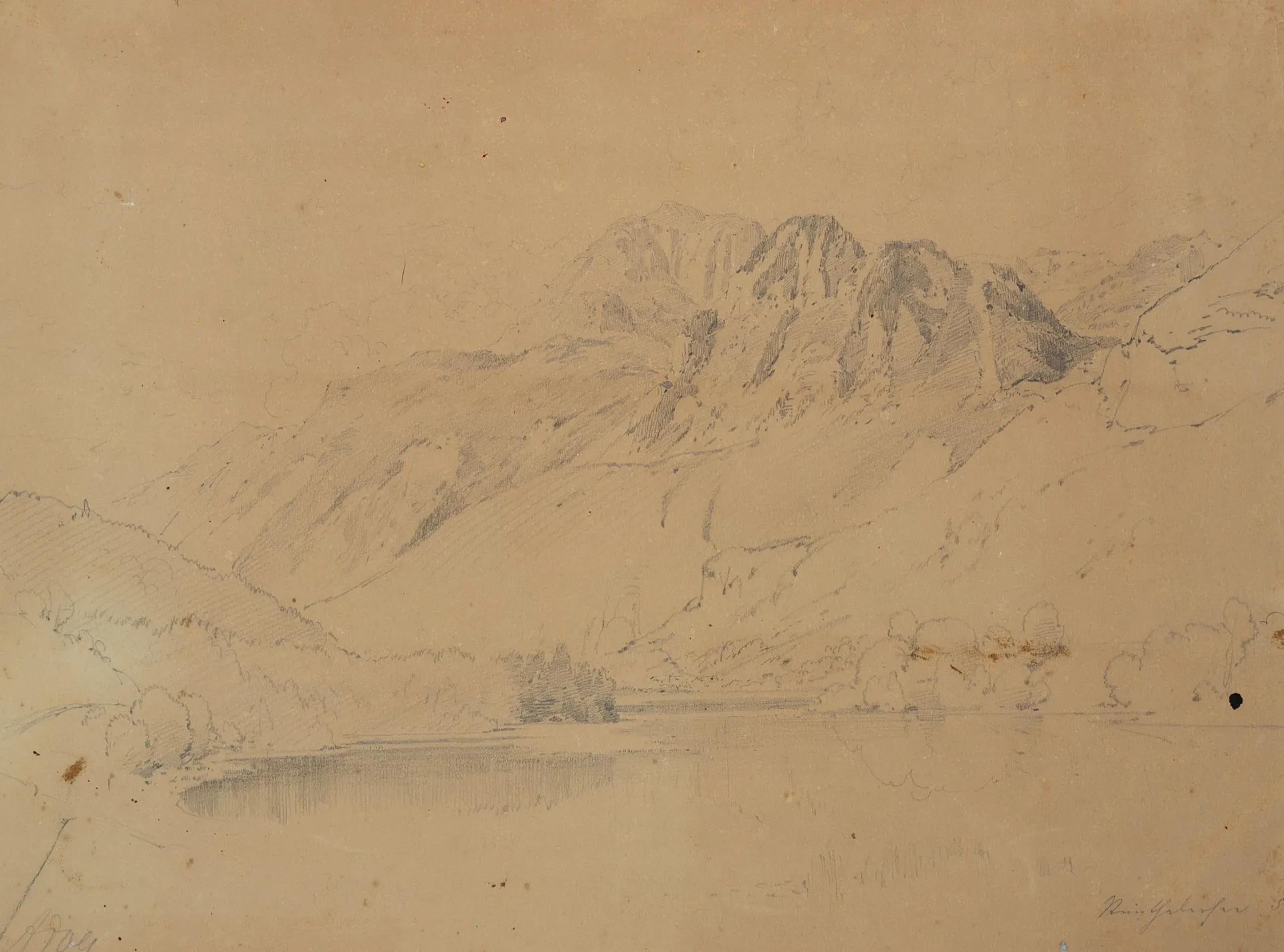 A. DOLL (1826–1887), Landscape with a Lake in the Mountains, Alpine