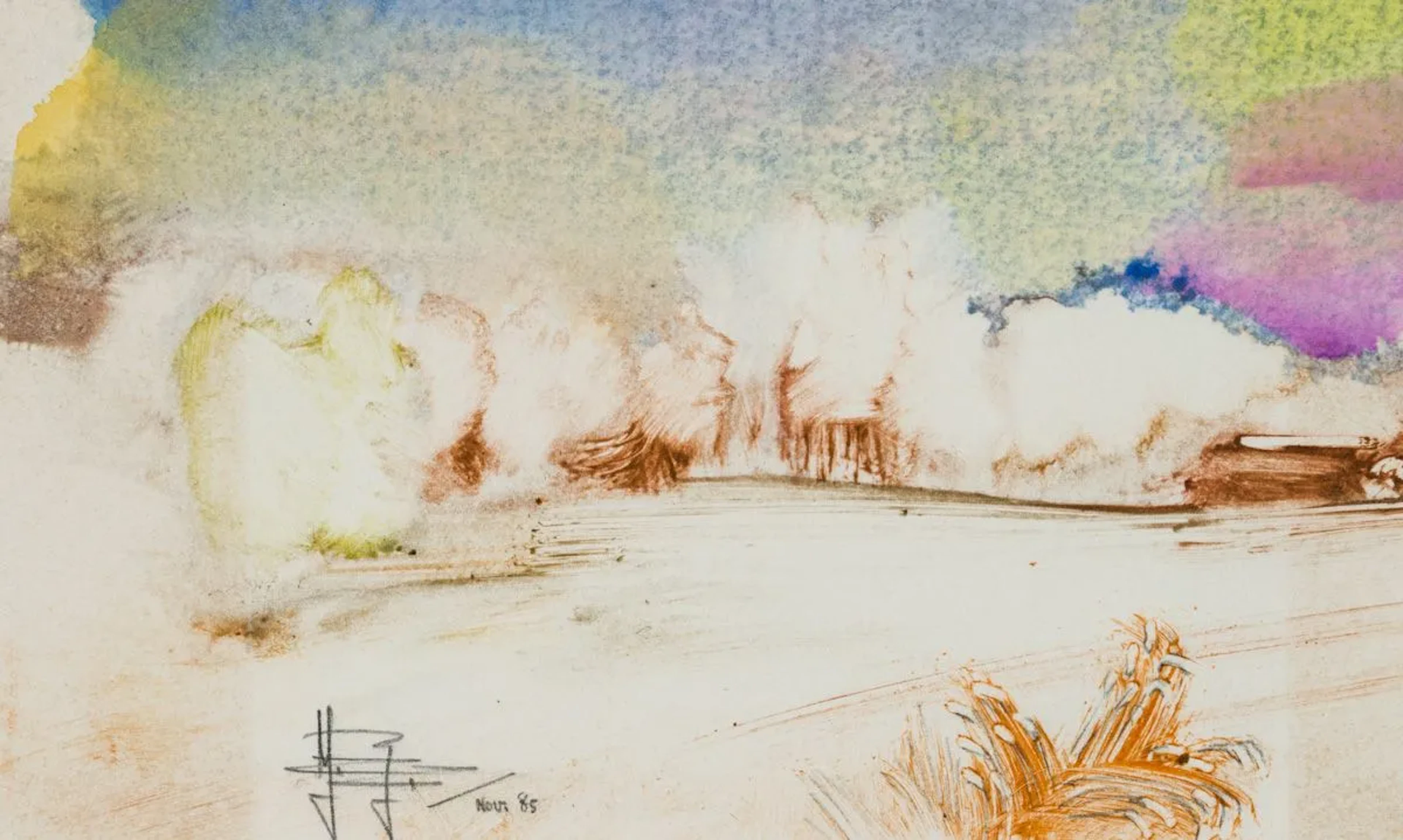 Y. ROYON (b. 1938), Abstract Landscape, 1985, Watercolor Yvan Royon