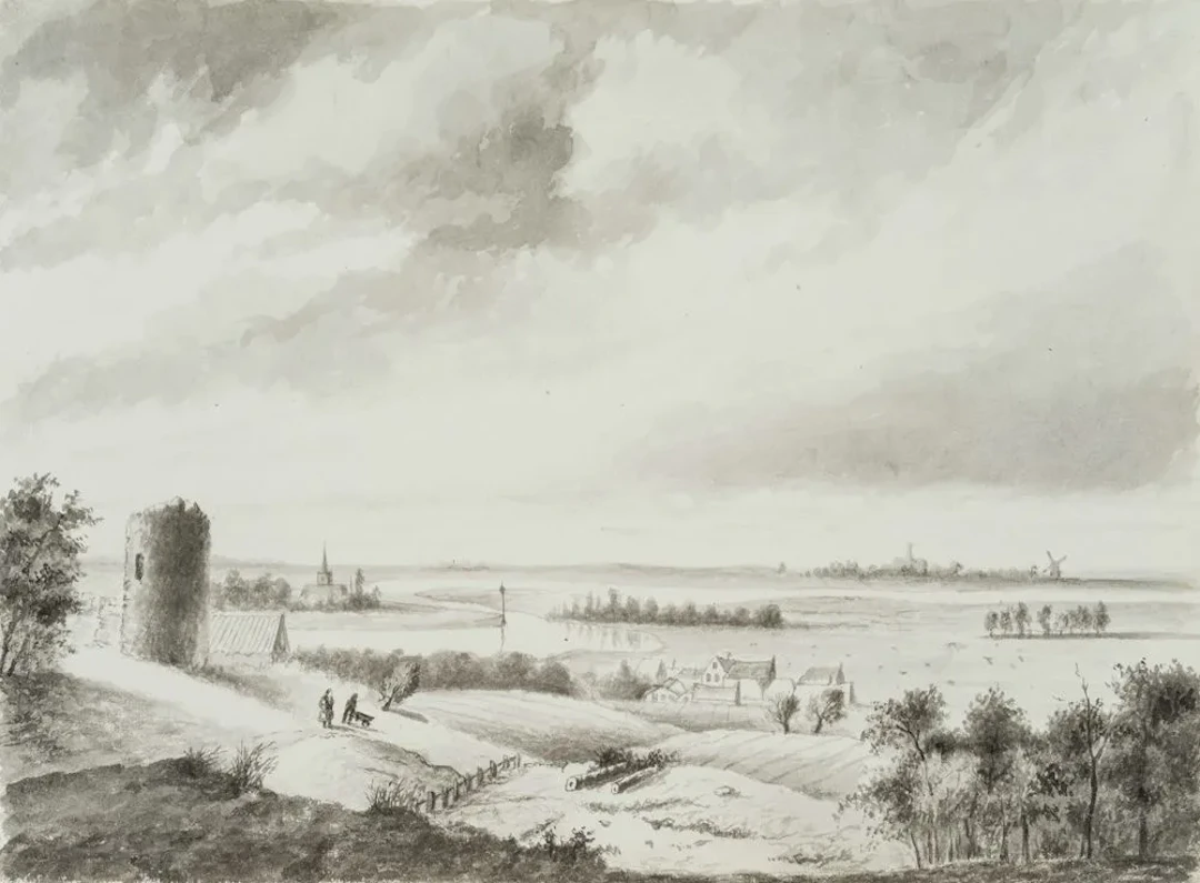 Unknown (19th century), Ruins of a Tower by the River on a Vast Plain