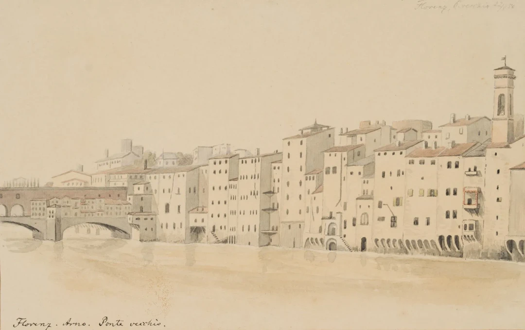 Unknown (19th century), The Riverbank and the Ponte Vecchio, Florence