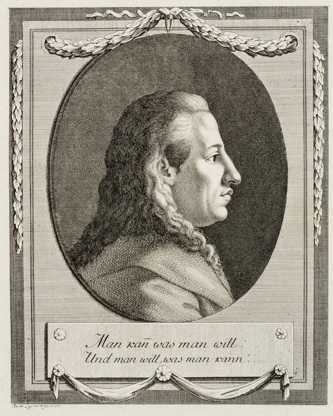 J. LIPS (1758-1817), Portrait of a man in profile, 1777, Etching Johann