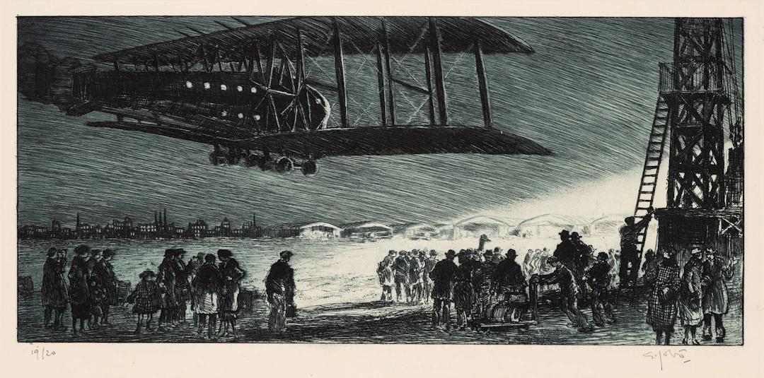 Unknown (20th), Flight at dusk, around 1920, Etching Unknown (20th