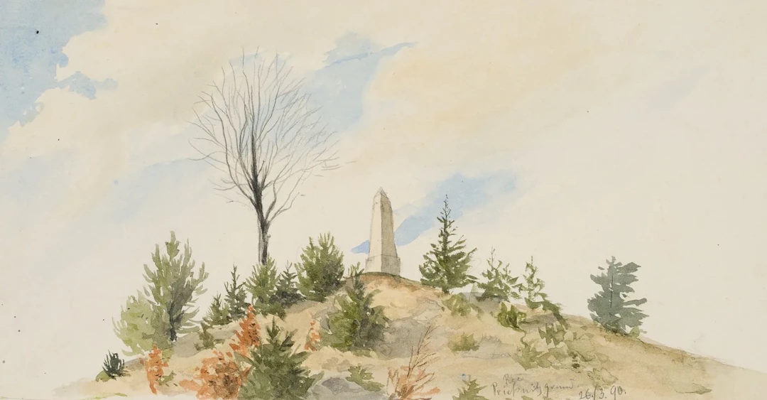 S. RUGE (1831-1903), Post box in Prießnitzgrund, 1890, Watercolor
