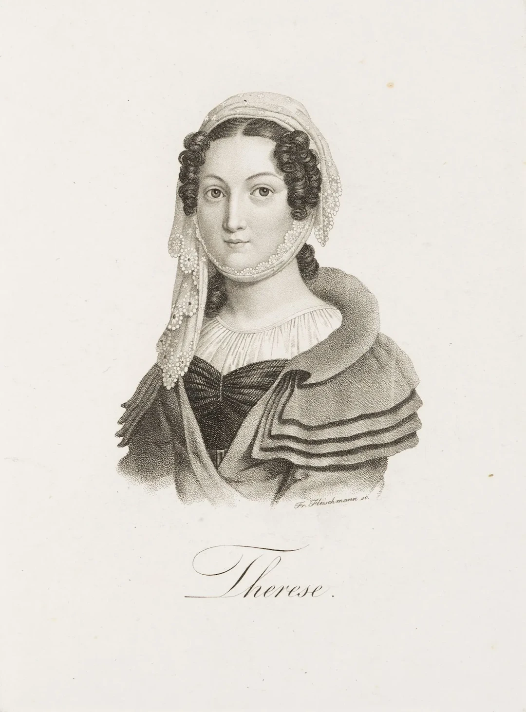 F. FLEISCHMANN (*1791), Portrait of Therese, Stipple engraving Friedrich