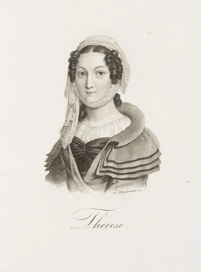 F. FLEISCHMANN (*1791), Portrait of Therese, Stipple engraving Friedrich