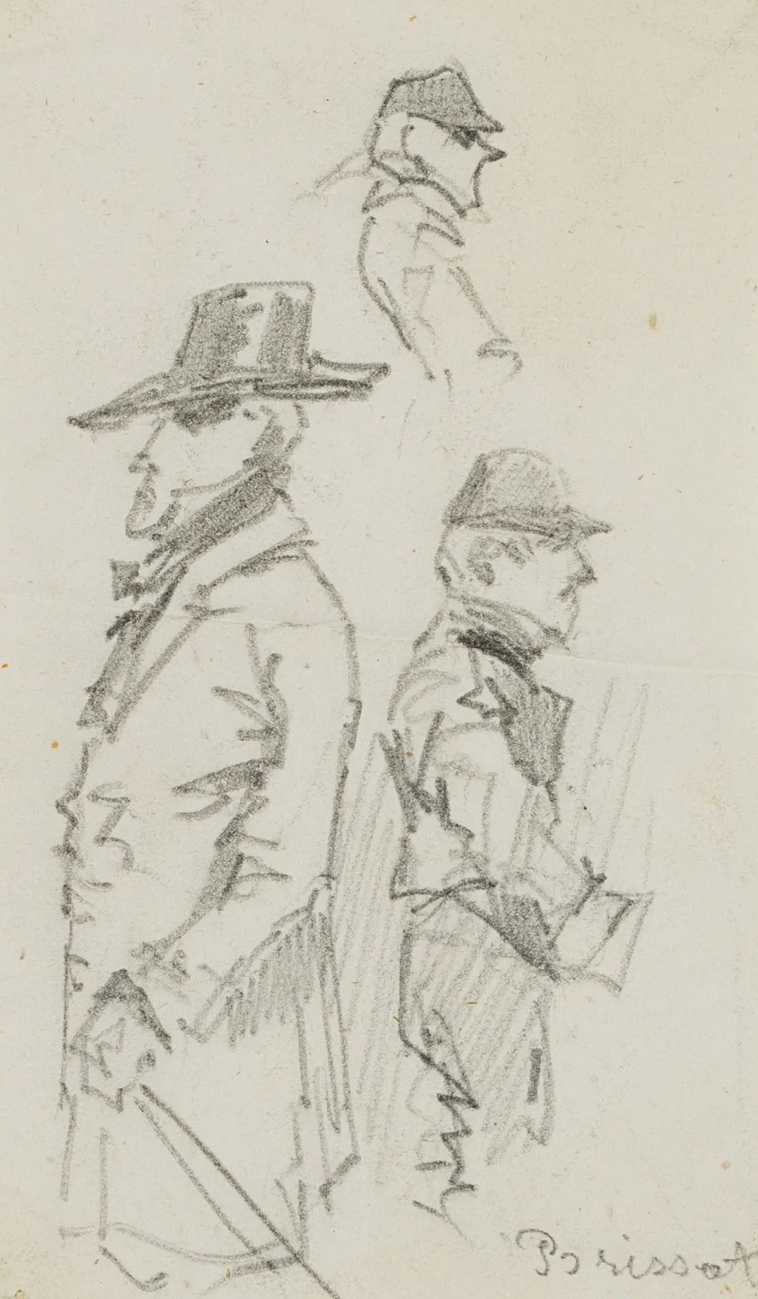 F. BRISSOT DE WARVILLE (*1818), Figure studies. 3 men wearing hats