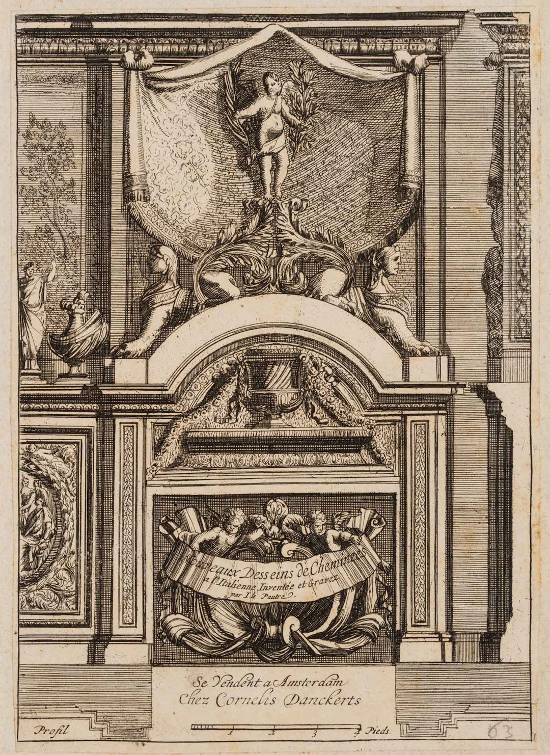 J. LEPAUTRE (1618–1682), Italian-style fireplace design, ca. 1650