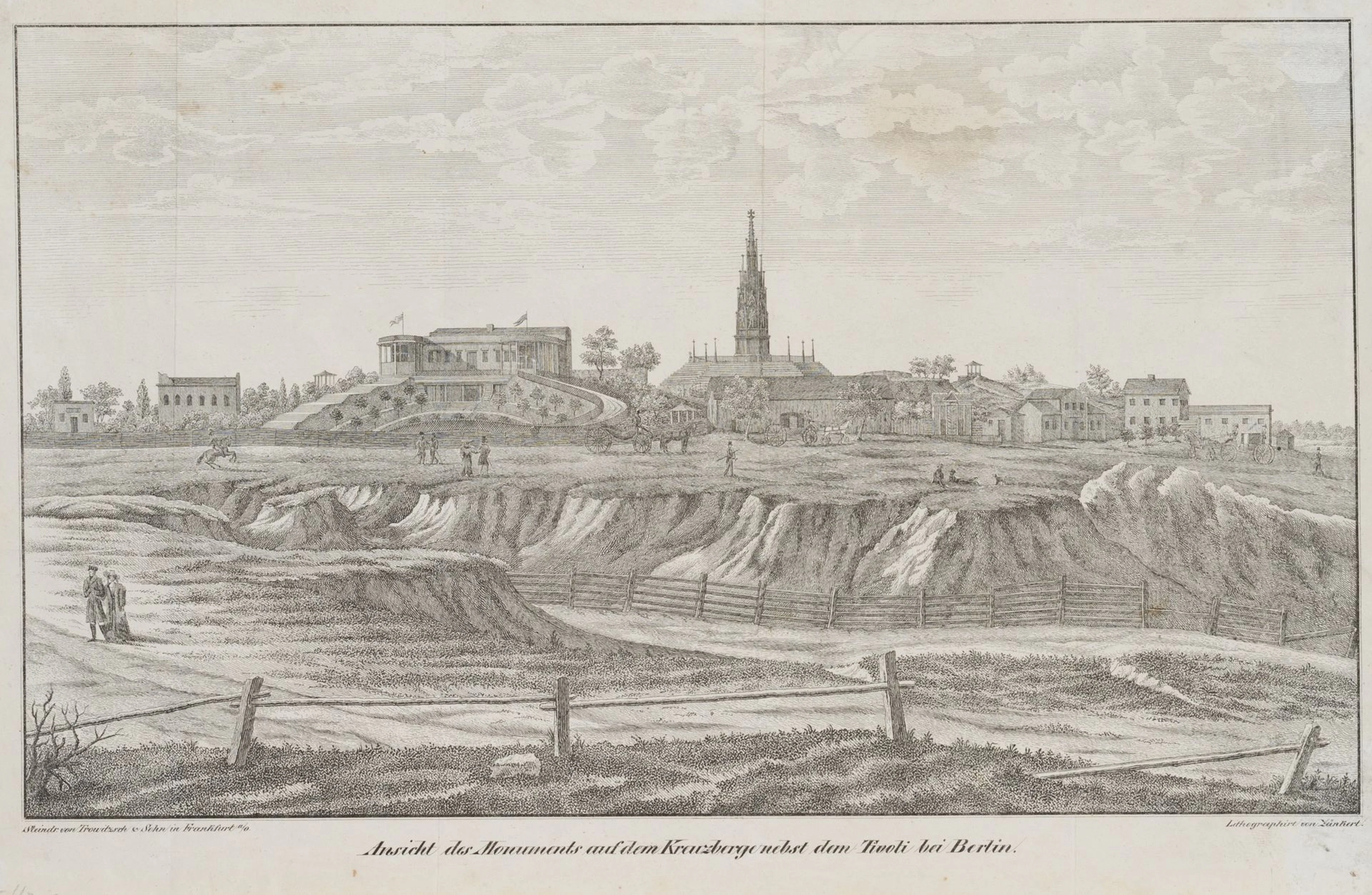 T. ZÄNKERT (19th), Monument on the Kreuzberg near Berlin, around 1831