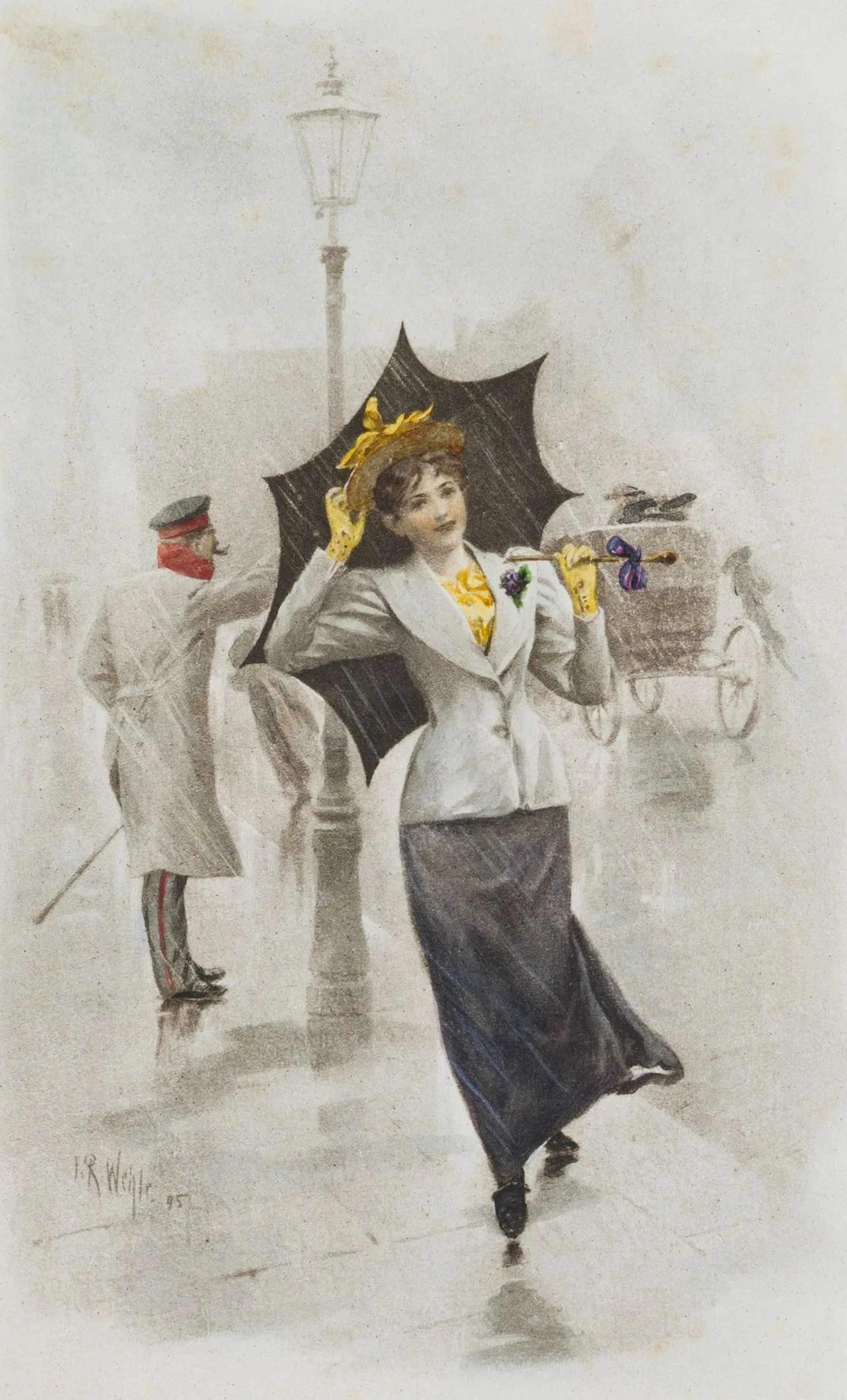After WEHLE (*1848), March Violets, Lady in the Rain, circa 1895