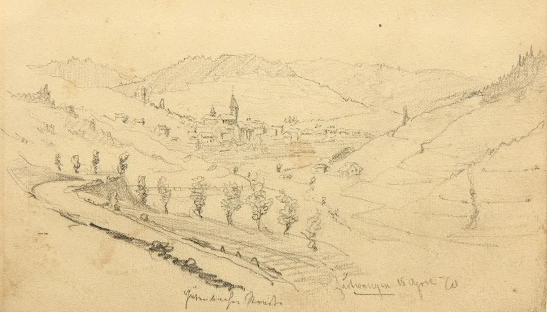 Unknown (19th), Furtwangen in the Black Forest, 1870, Pencil Unknown