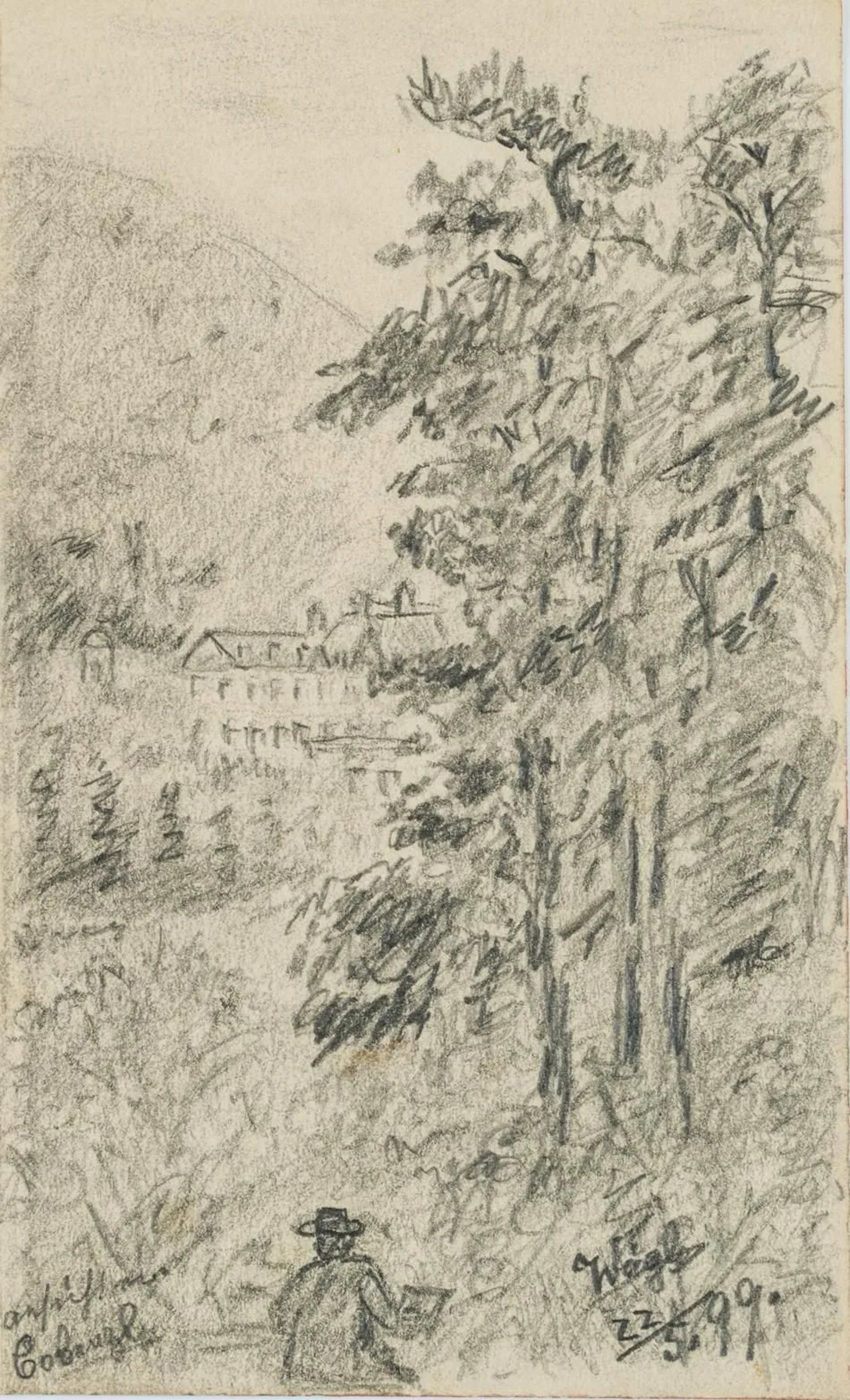 Unknown (19th), Self-portrait, landscape artist, 1899, Pencil Unknown