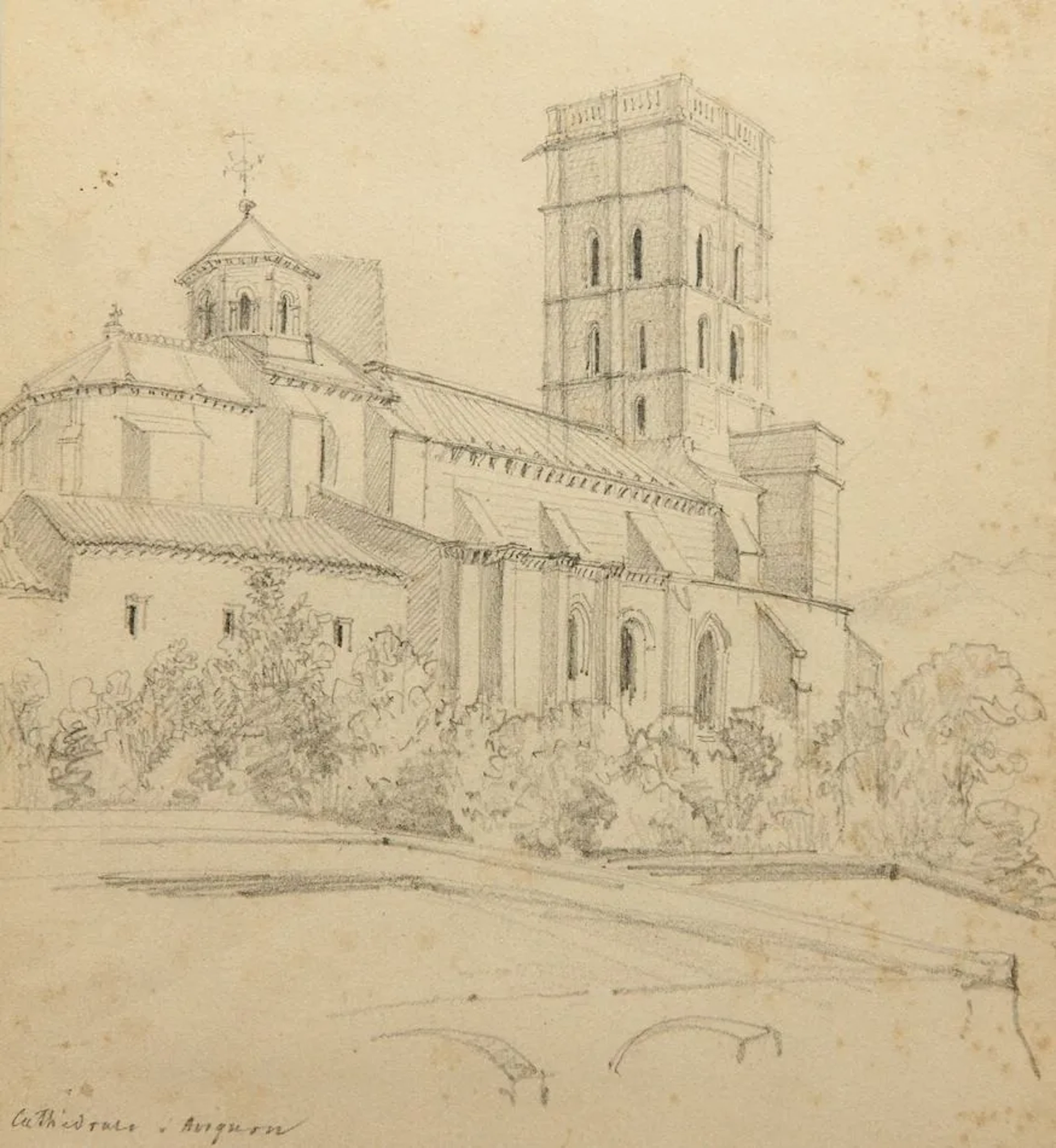 Unknown (19th), Avignon Cathedral, 1858, Pencil Unknown (19th century):