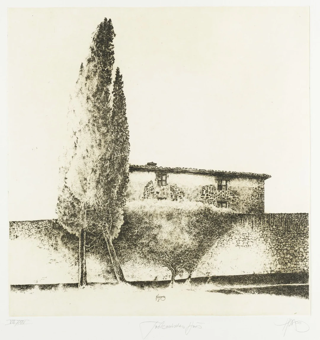 W. HERZOG (*1936), House in Tuscany, around 2000, Etching Walter Herzog