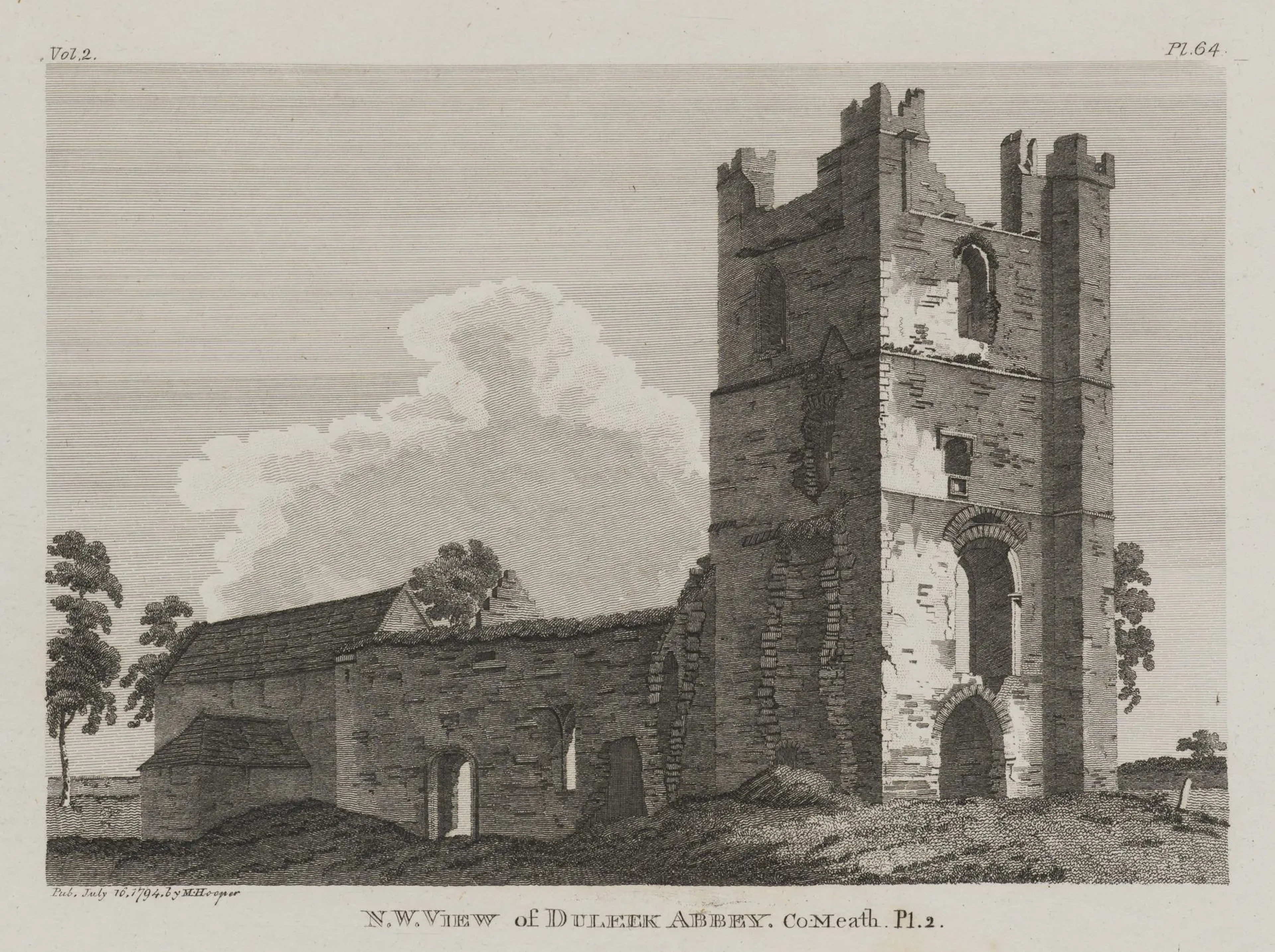 Unknown (18th), N.W. View of Duleek Abbey, 1794, Etching Unknown (18th