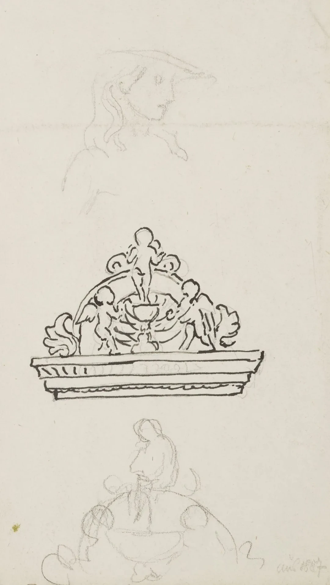 H. THOMA (1839–1924), Sketch of the cella and corbel, 1887, pencil