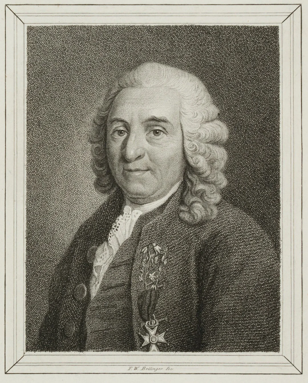 F. BOLLINGER (19th), Portrait of Carl von Linné, around 1770, Copper