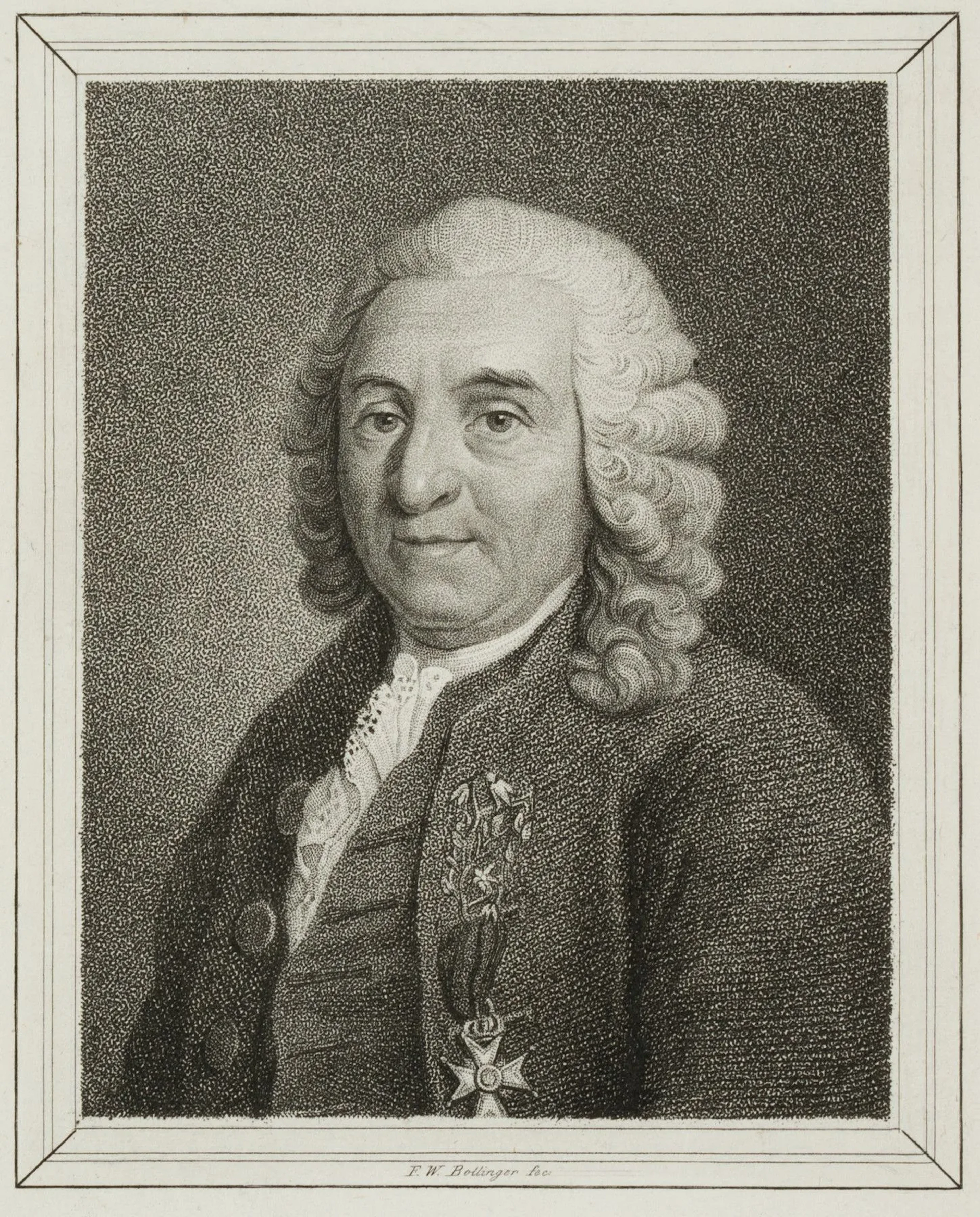 F. BOLLINGER (19th), Portrait of Carl von Linné, around 1770, Copper