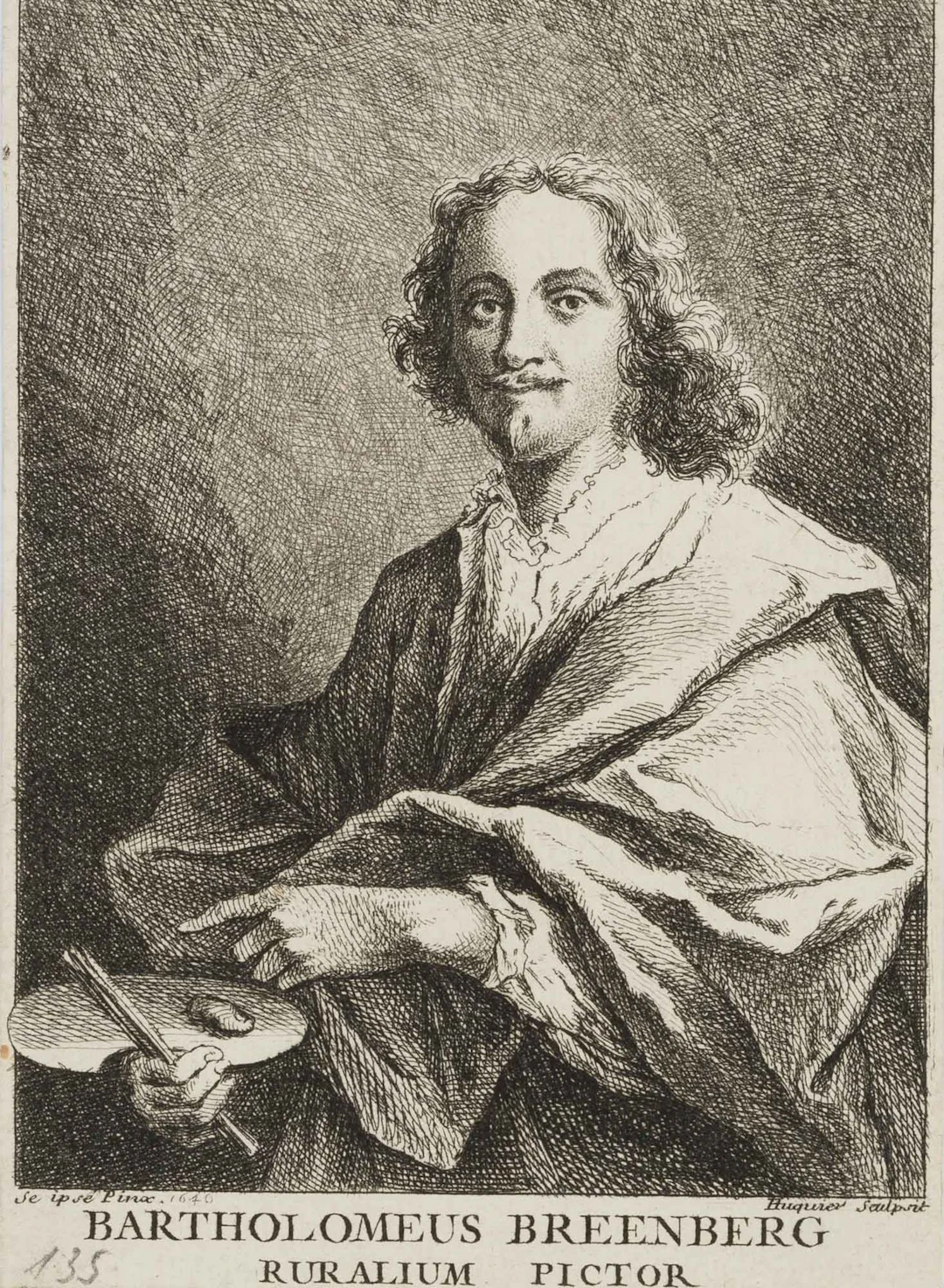 G. HUQUIER (*1695) after BREENBERGH (*1598), Self-portrait, Etching