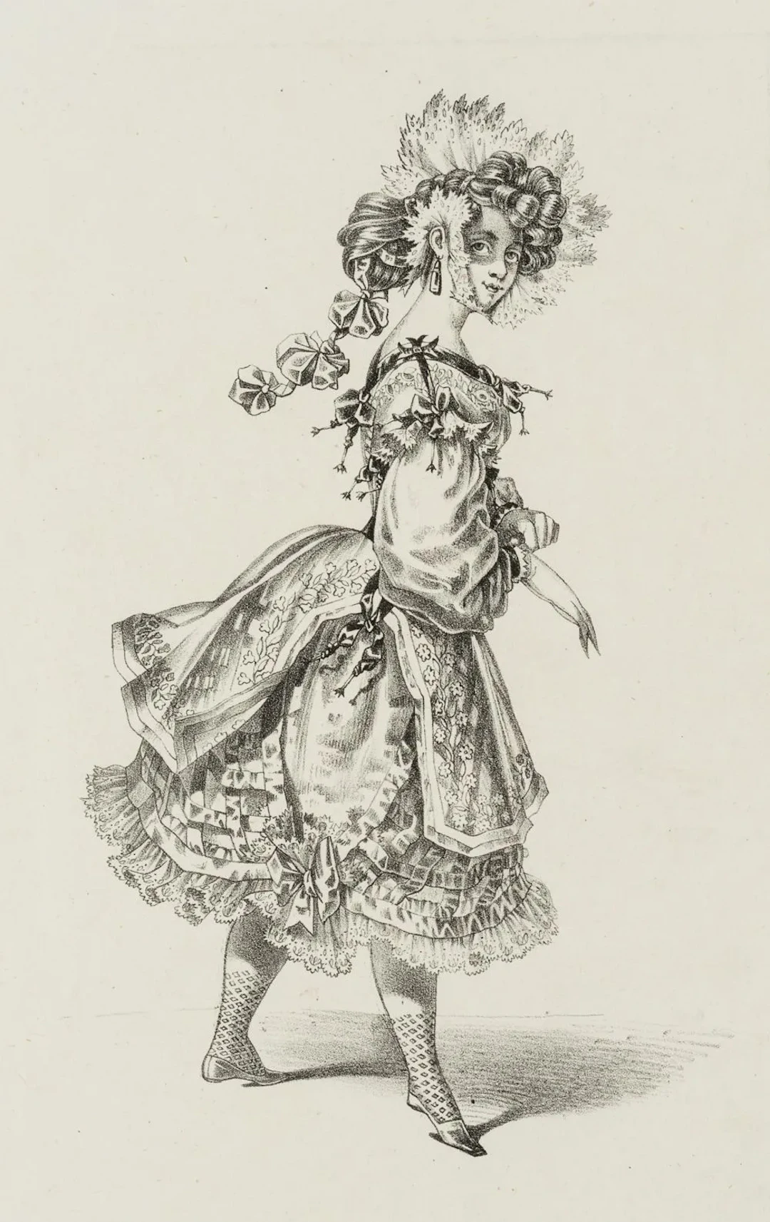 M. TRENTSENSKY (19th), Girl in an Embellished Frilly Dress, Costume