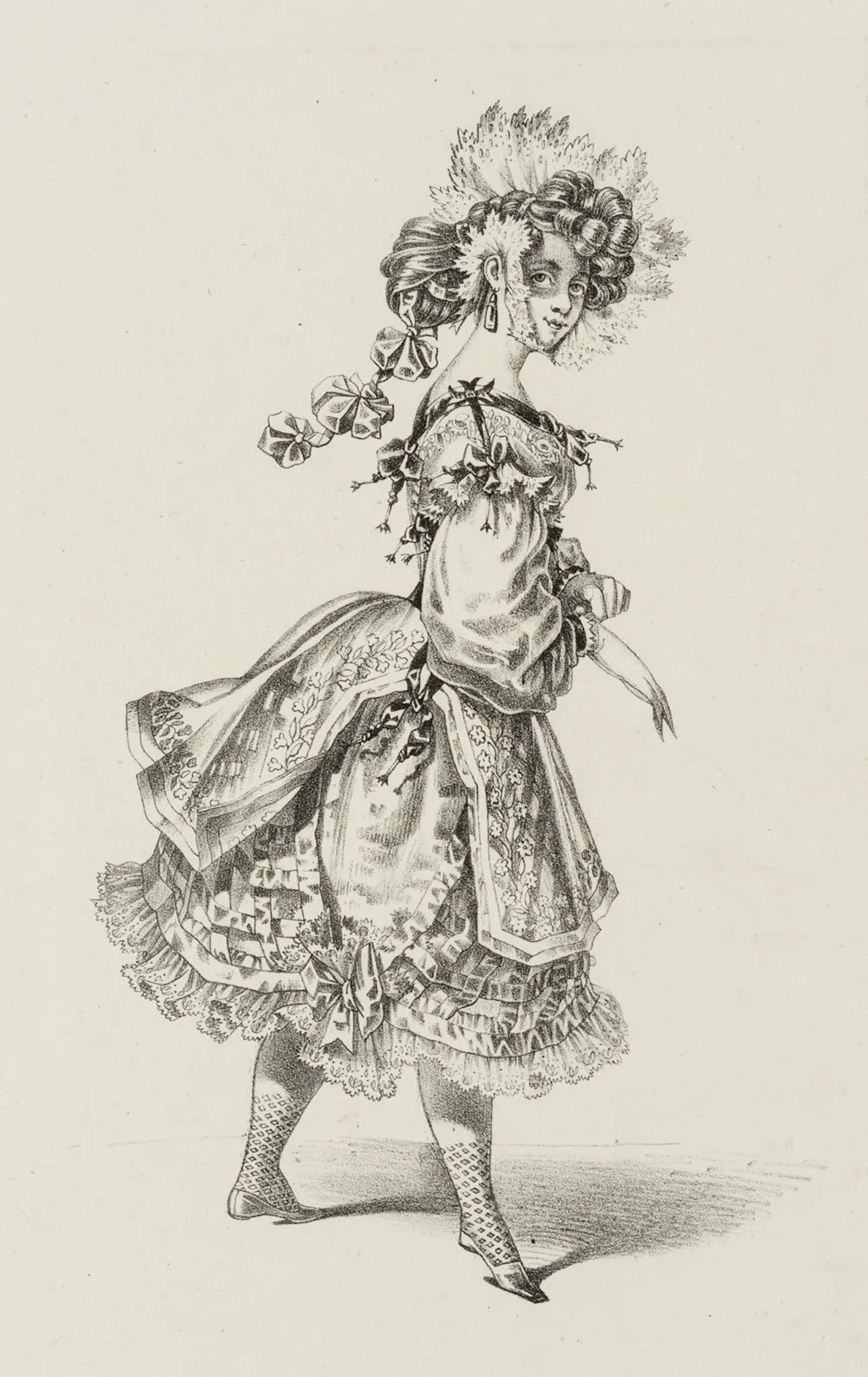 M. TRENTSENSKY (19th), Girl in an Embellished Frilly Dress, Costume