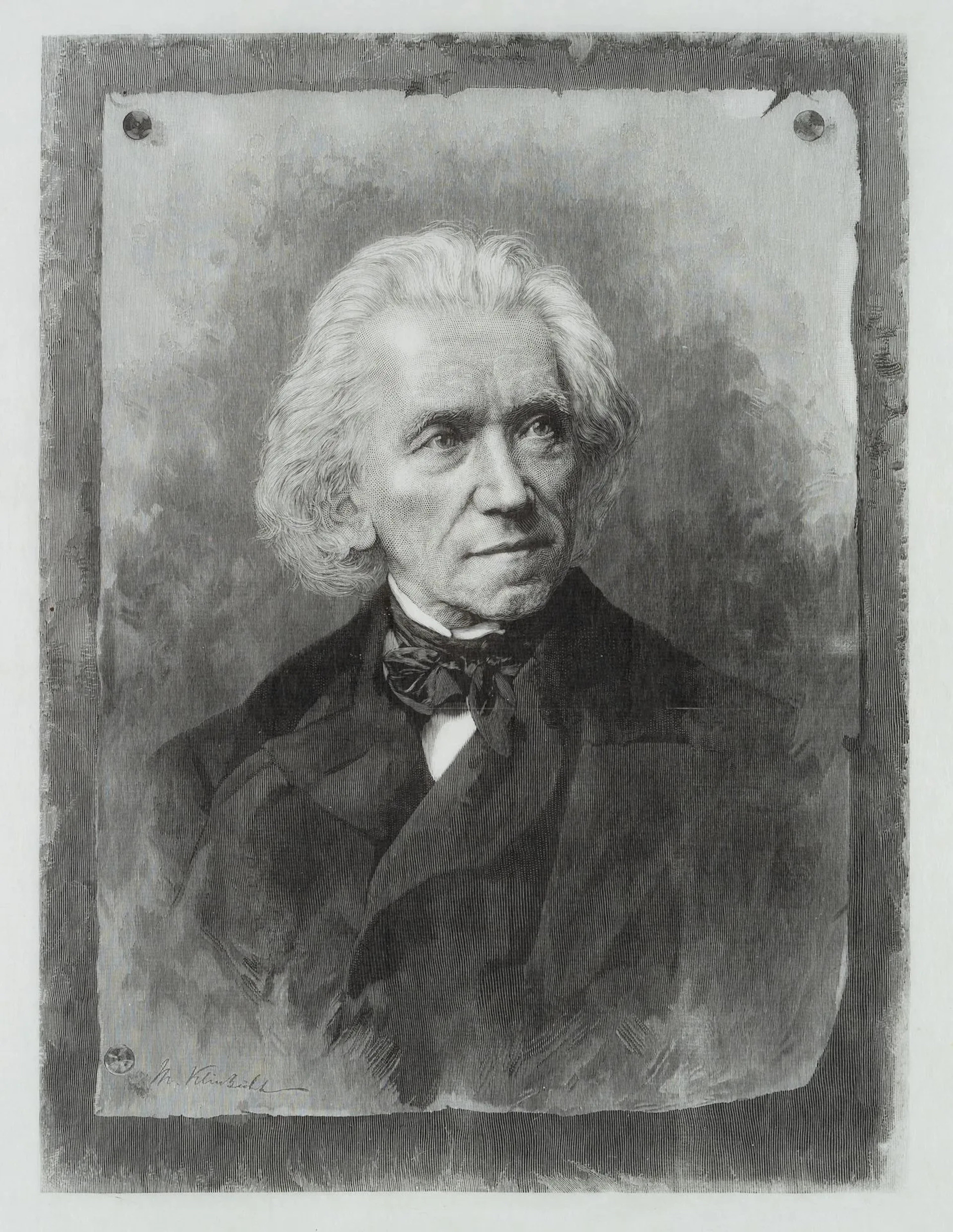 M. KLINKICHT (*1845), Portrait of Ludwig Richter (trial proof), Woodcut