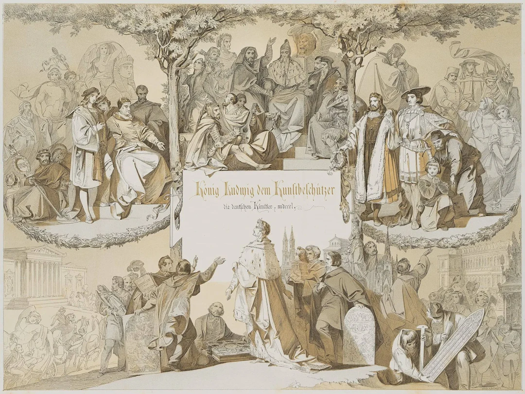 P. HERWEGEN (*1814) after KRELING (*1818), Artists Pay Tribute to