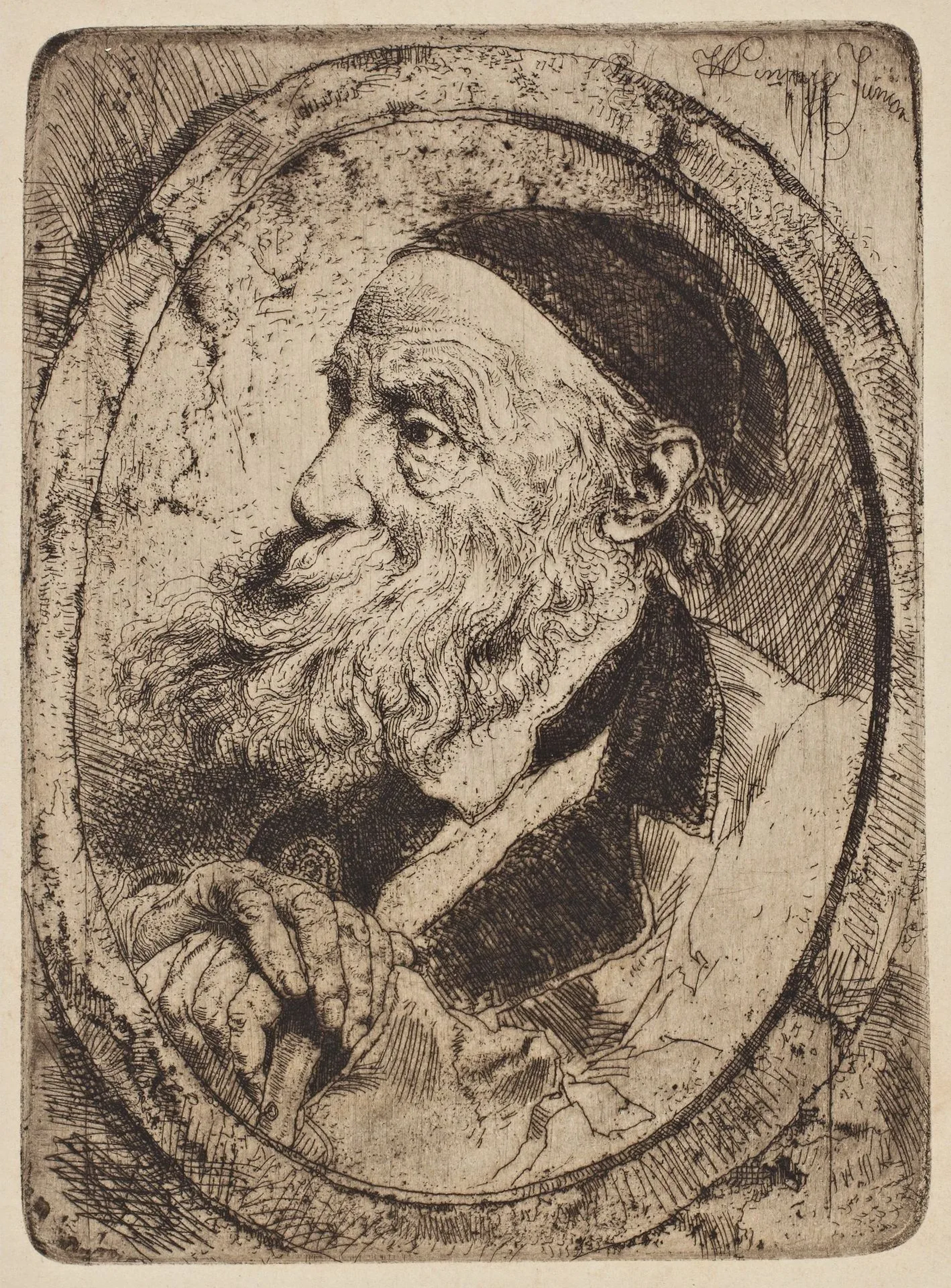 W. LINNIG (1842-1890), Friedrich Preller the Elder (1804-1878), Drypoint