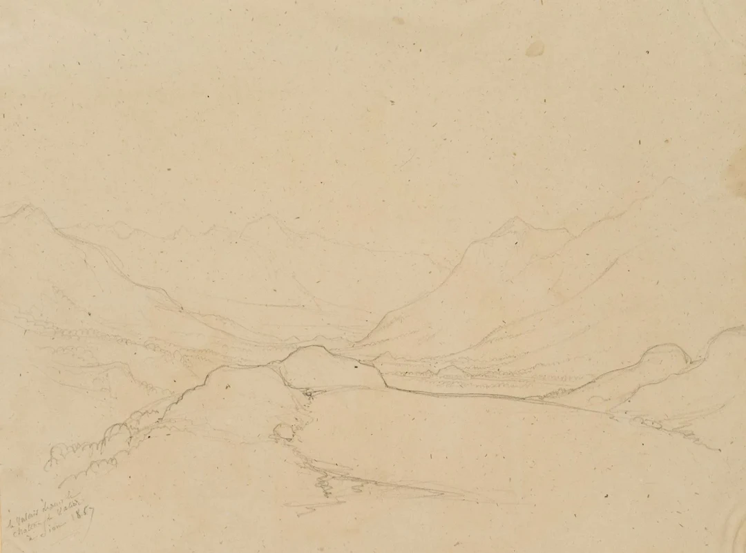 E. BRETENIÈRES (*1804), View from the Château de Valère near Sion