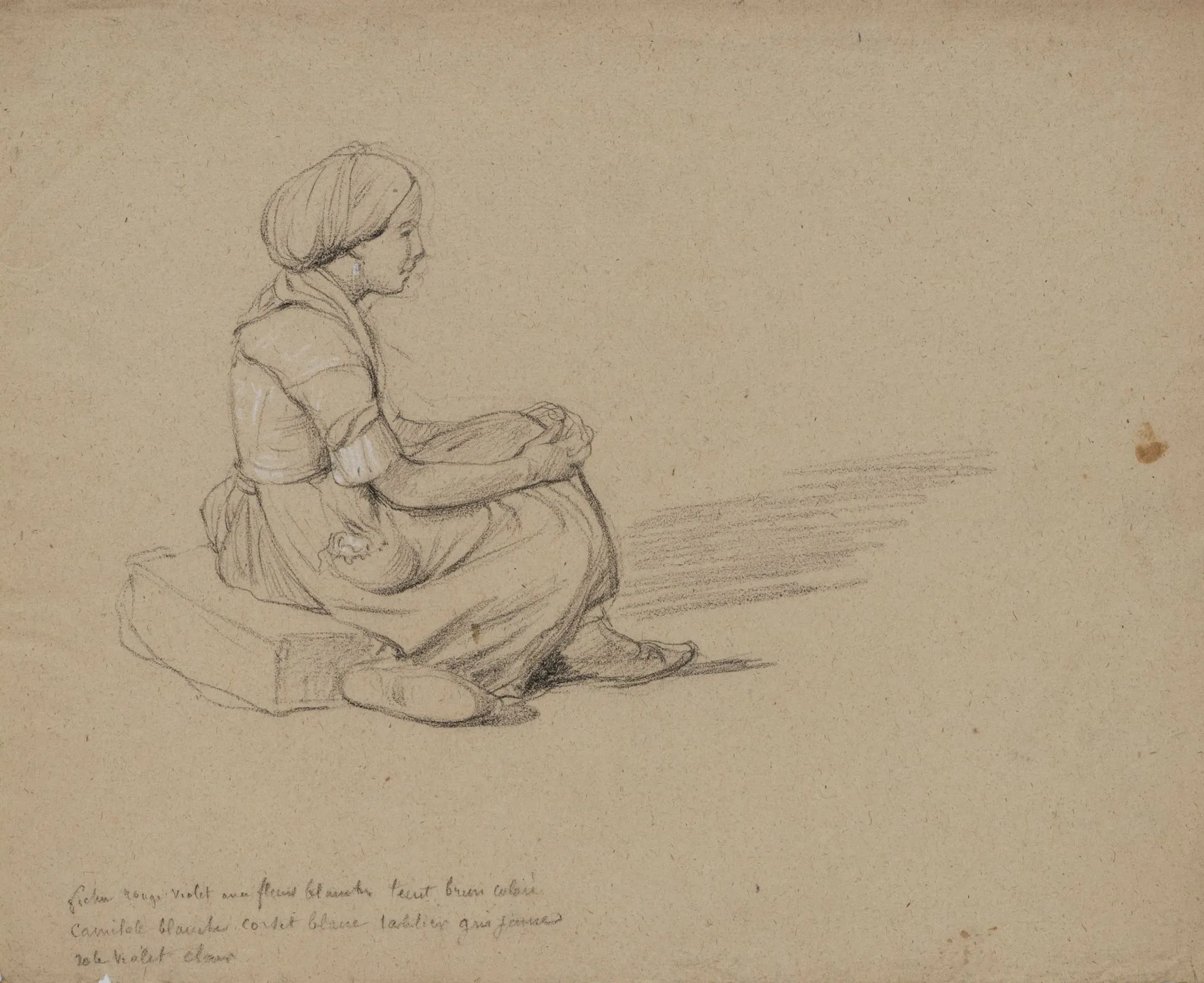 A. VIOLLET-LE-DUC (*1817), Seated Woman, Pencil Adolphe Viollet-le-Duc