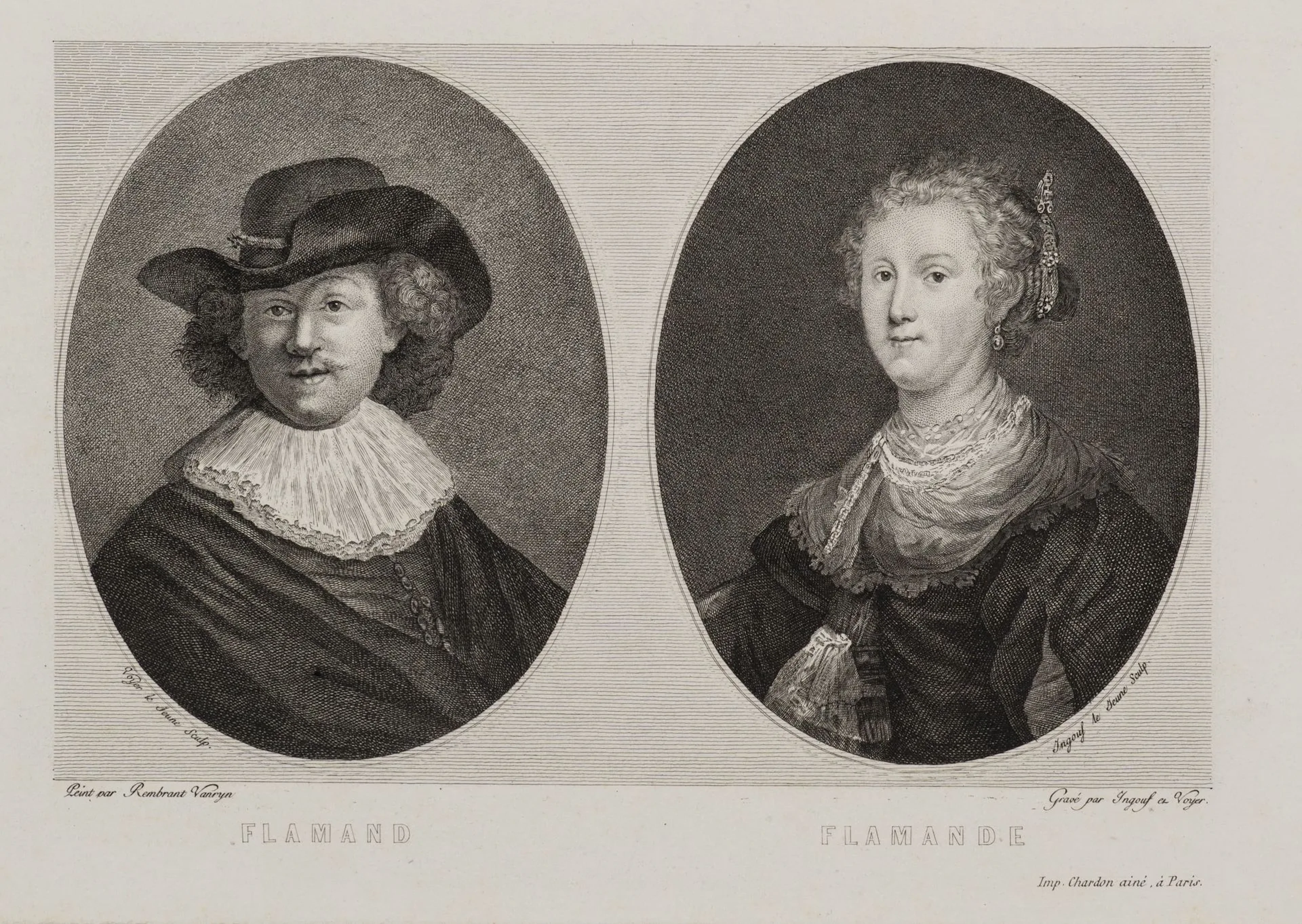 F. VOYEZ (*1746) after REMBRANDT (*1606), Rembrandt and His Sister—A