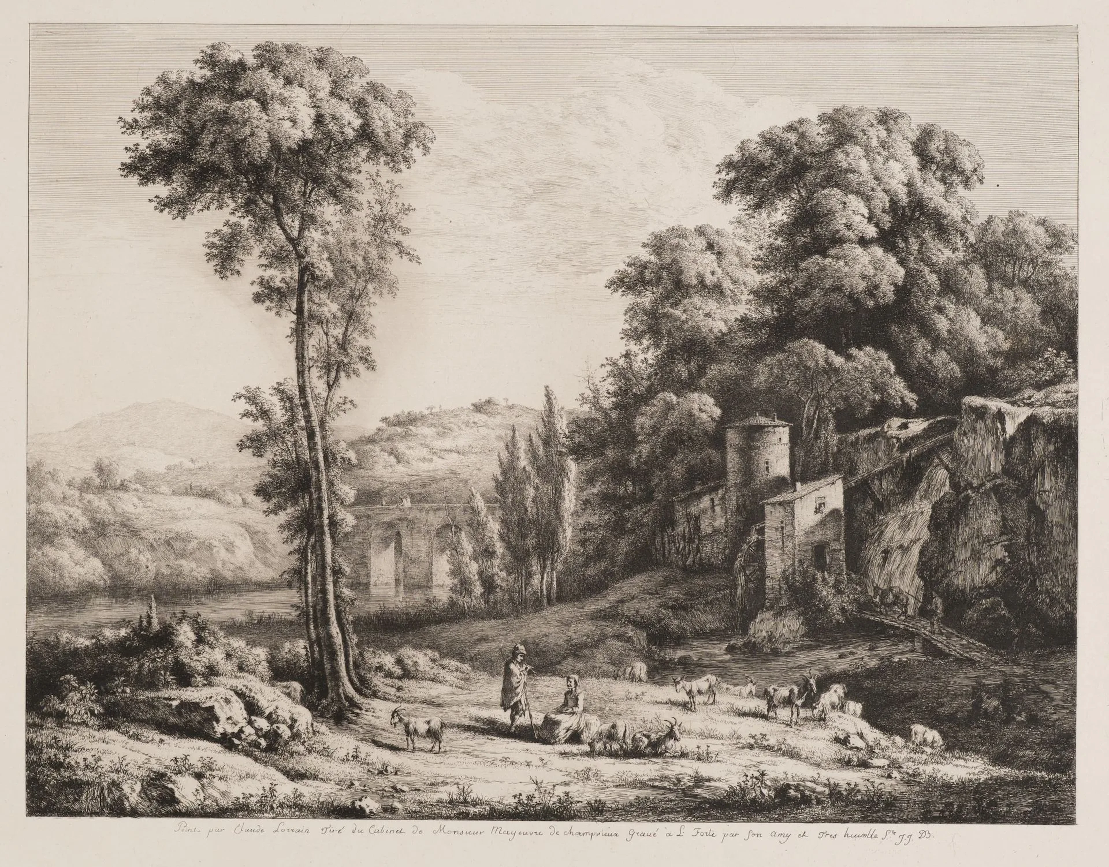 J. BOISSIEU (*1736) after LORRAIN (*1600), Idyllic Landscape with