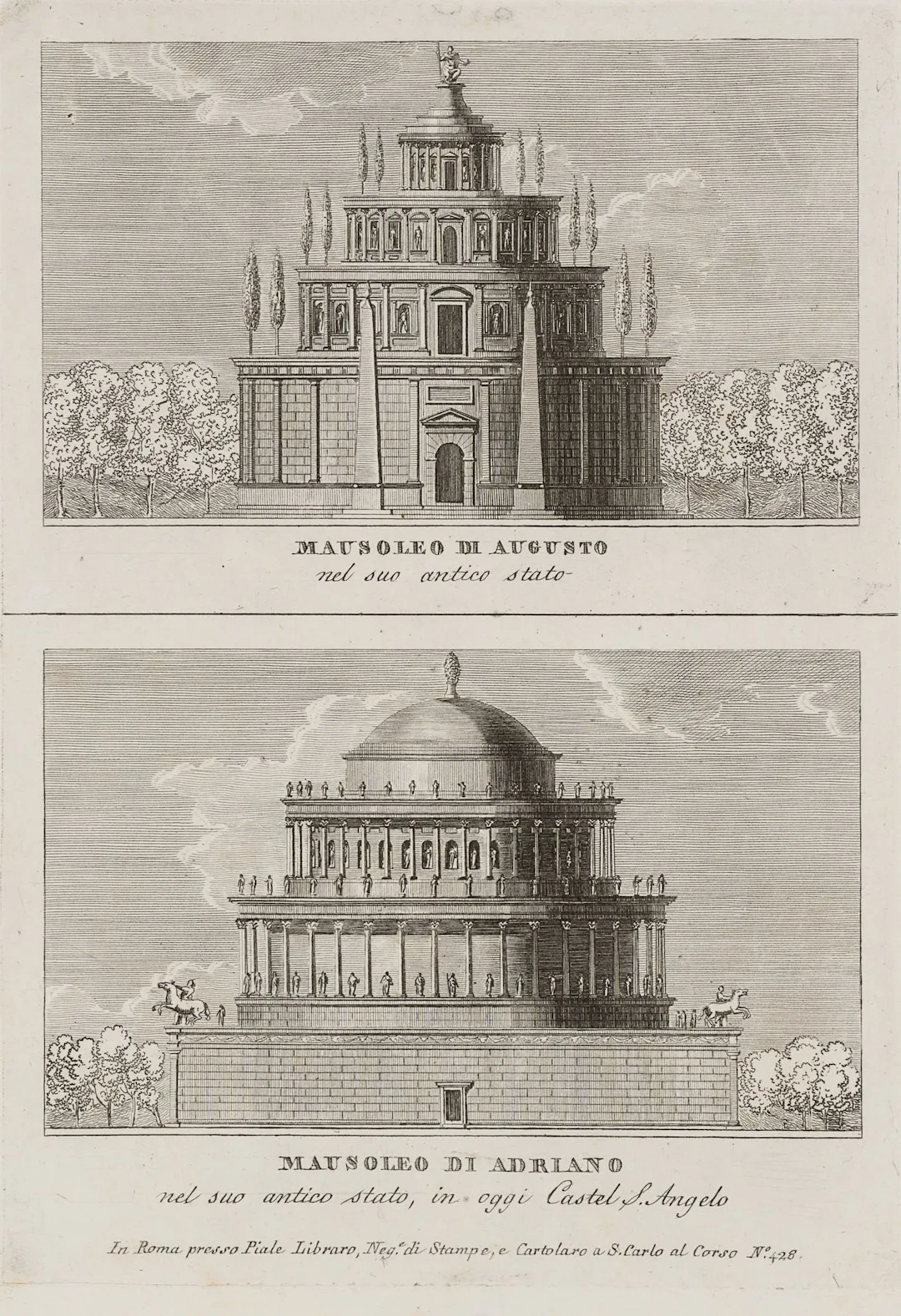 Unknown (19th century), The Mausoleum of Augustus and Hadrian, copper