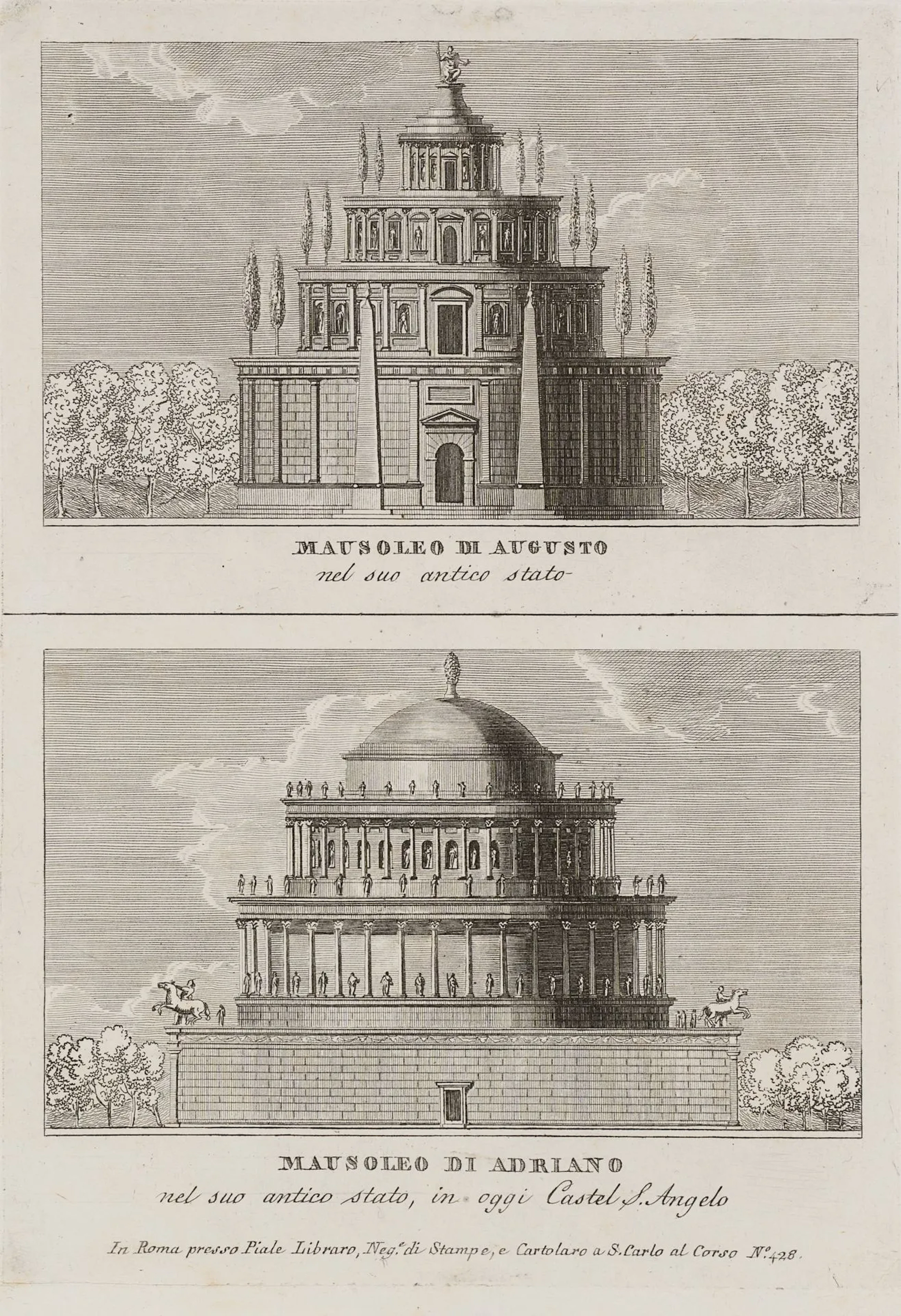 Unknown (19th century), The Mausoleum of Augustus and Hadrian, copper
