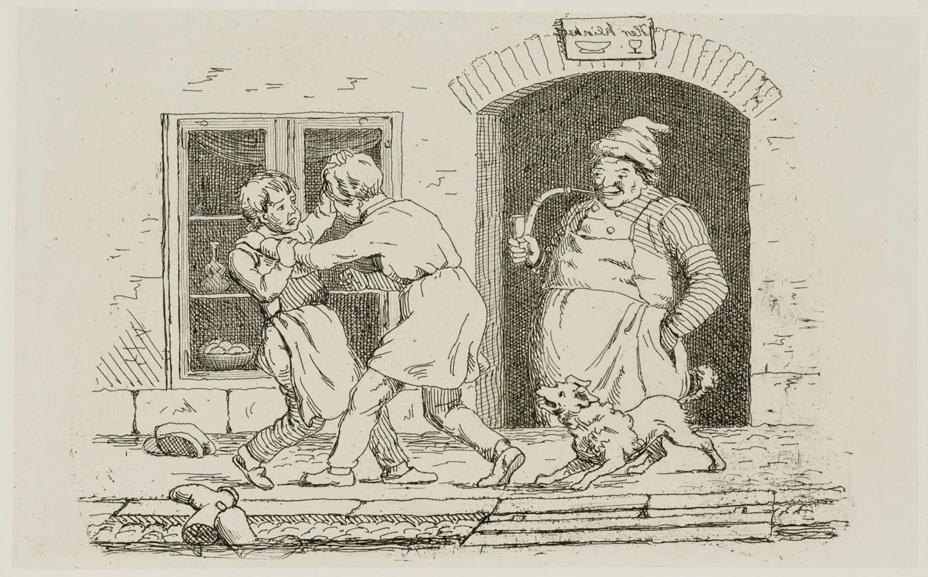 Unknown (19th century), The Brawling Youths, Etching Unknown (19th