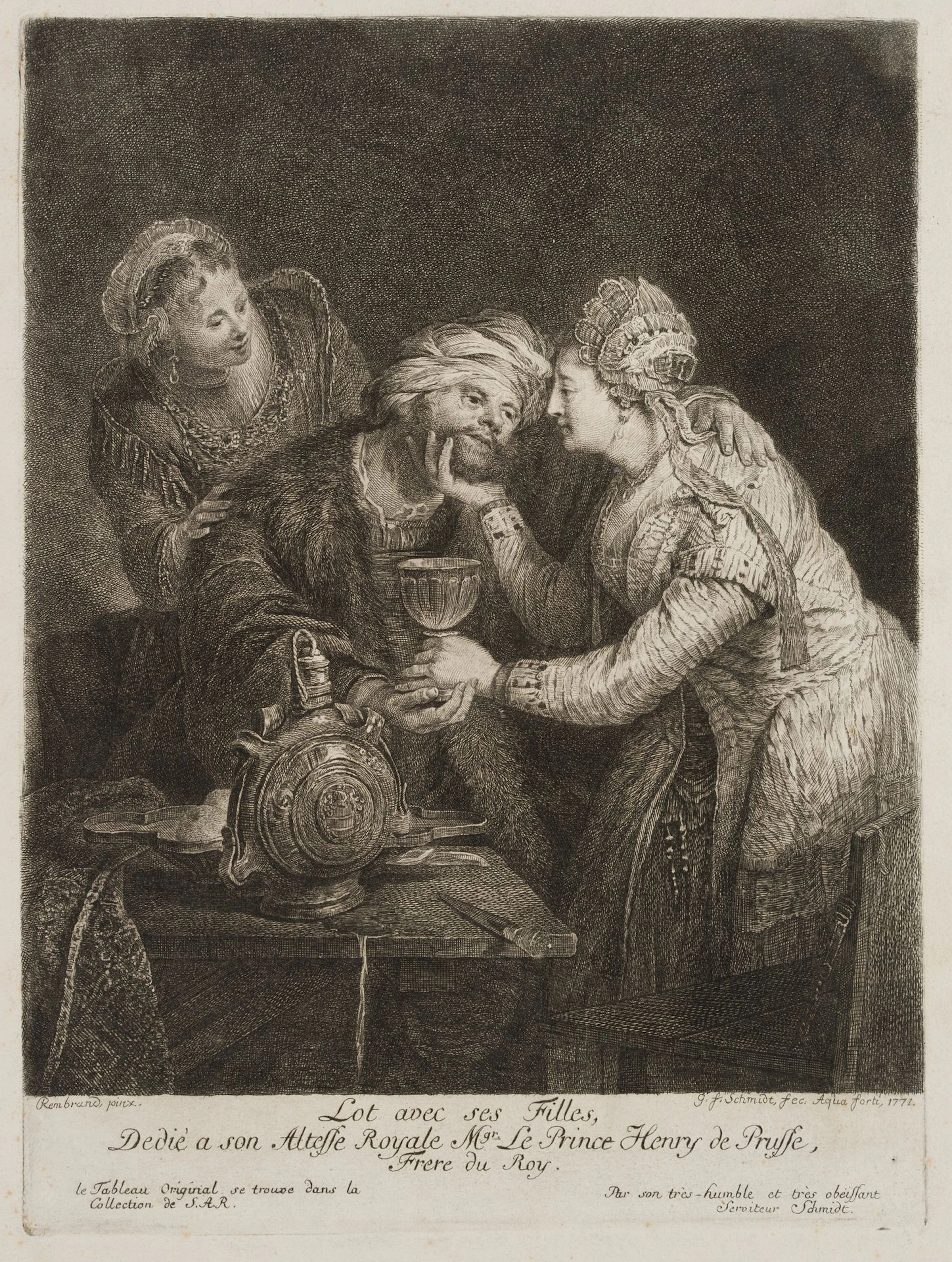 G. SCHMIDT (*1712) after REMBRANDT (*1606), Lot and His Daughters