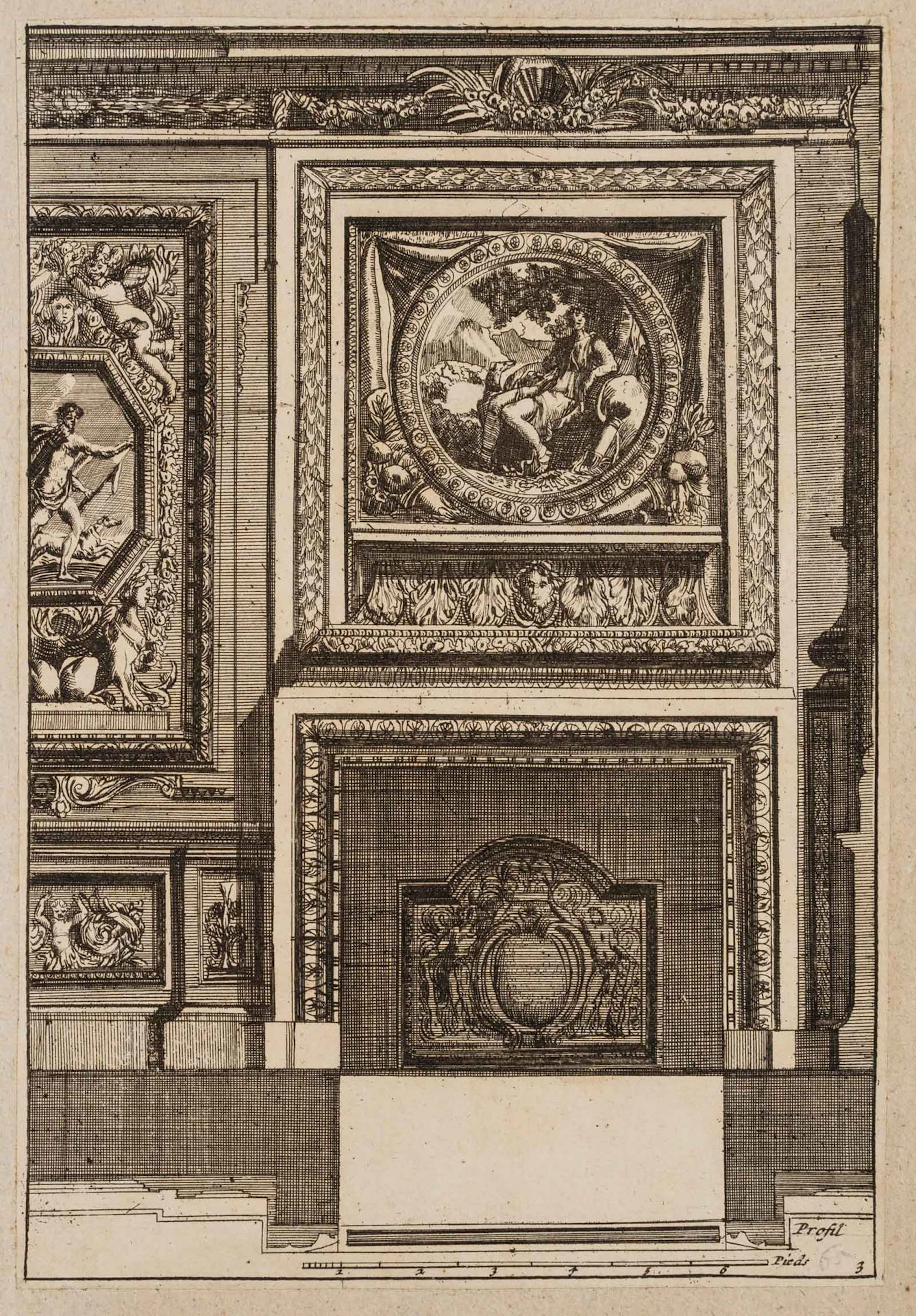 J. LEPAUTRE (1618-1682), Fireplace design, Italian style 3, around