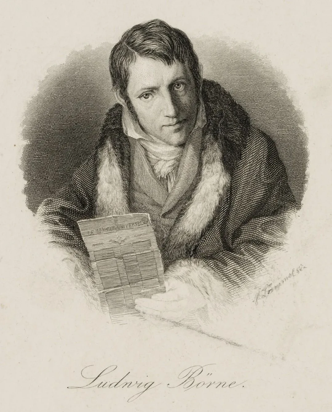 M. LÄMMEL (*1849), Journalist Ludwig Börne, Steel engraving Martin